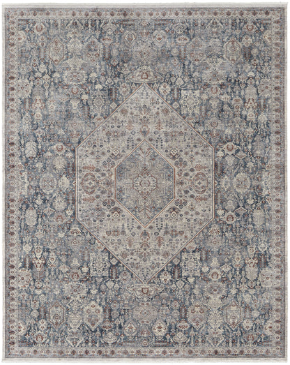 Marquette Transitional Medallion - Blue/Ivory Area Rug