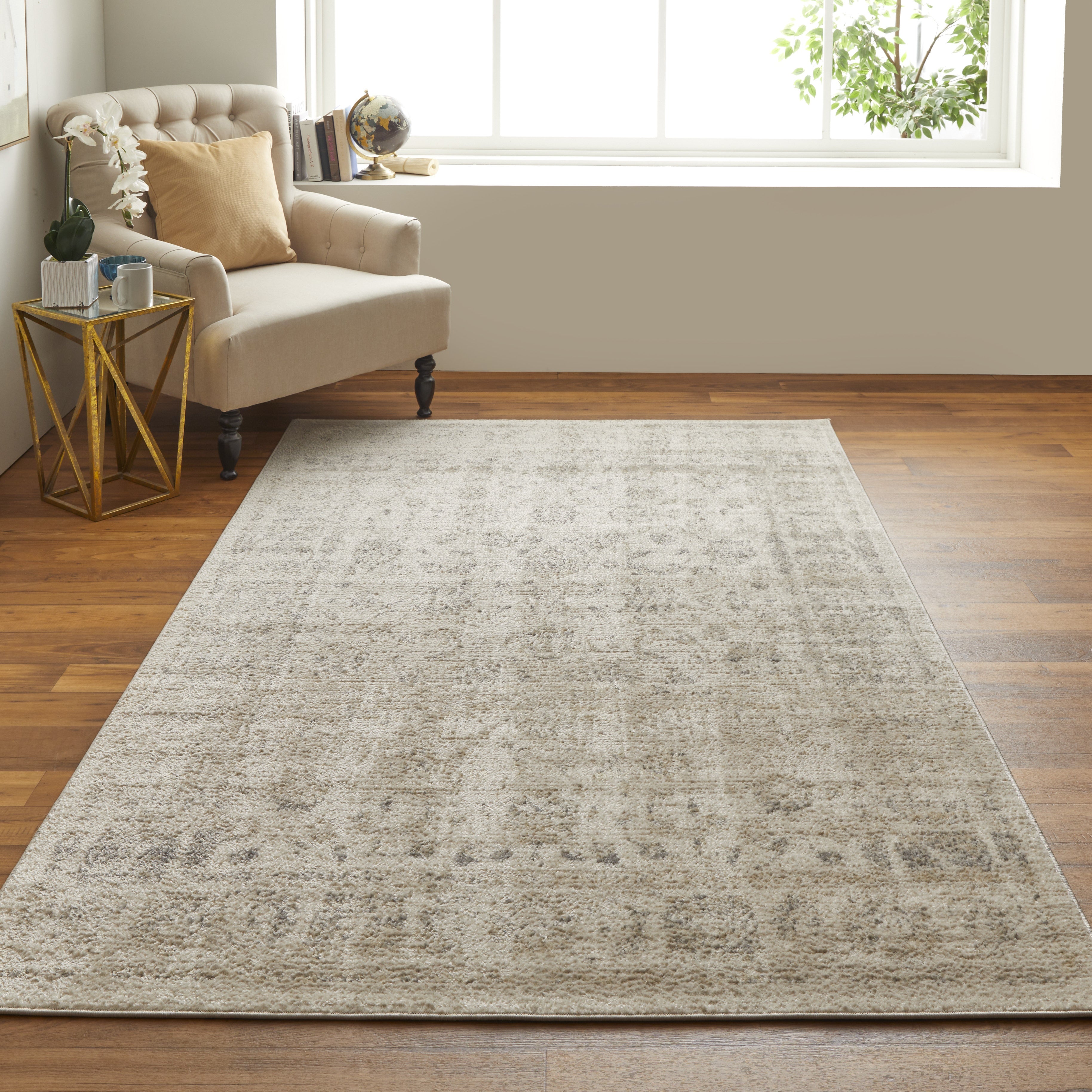 Camellia Transitional Floral & Botanical - Ivory/Gray