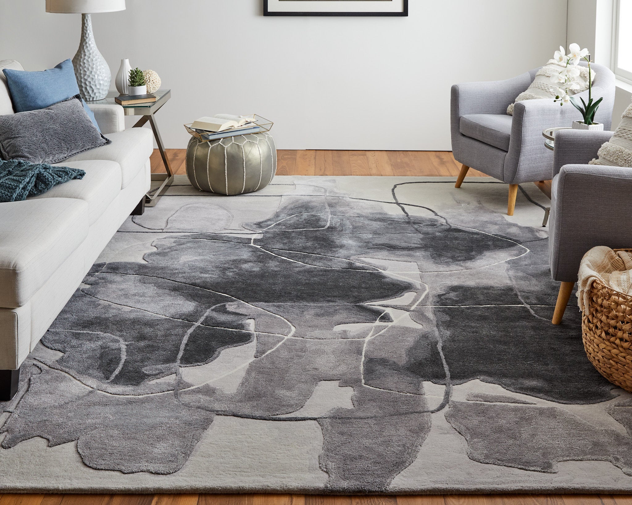 Anya Transitional Abstract - Ivory/Gray/Taupe Area Rug