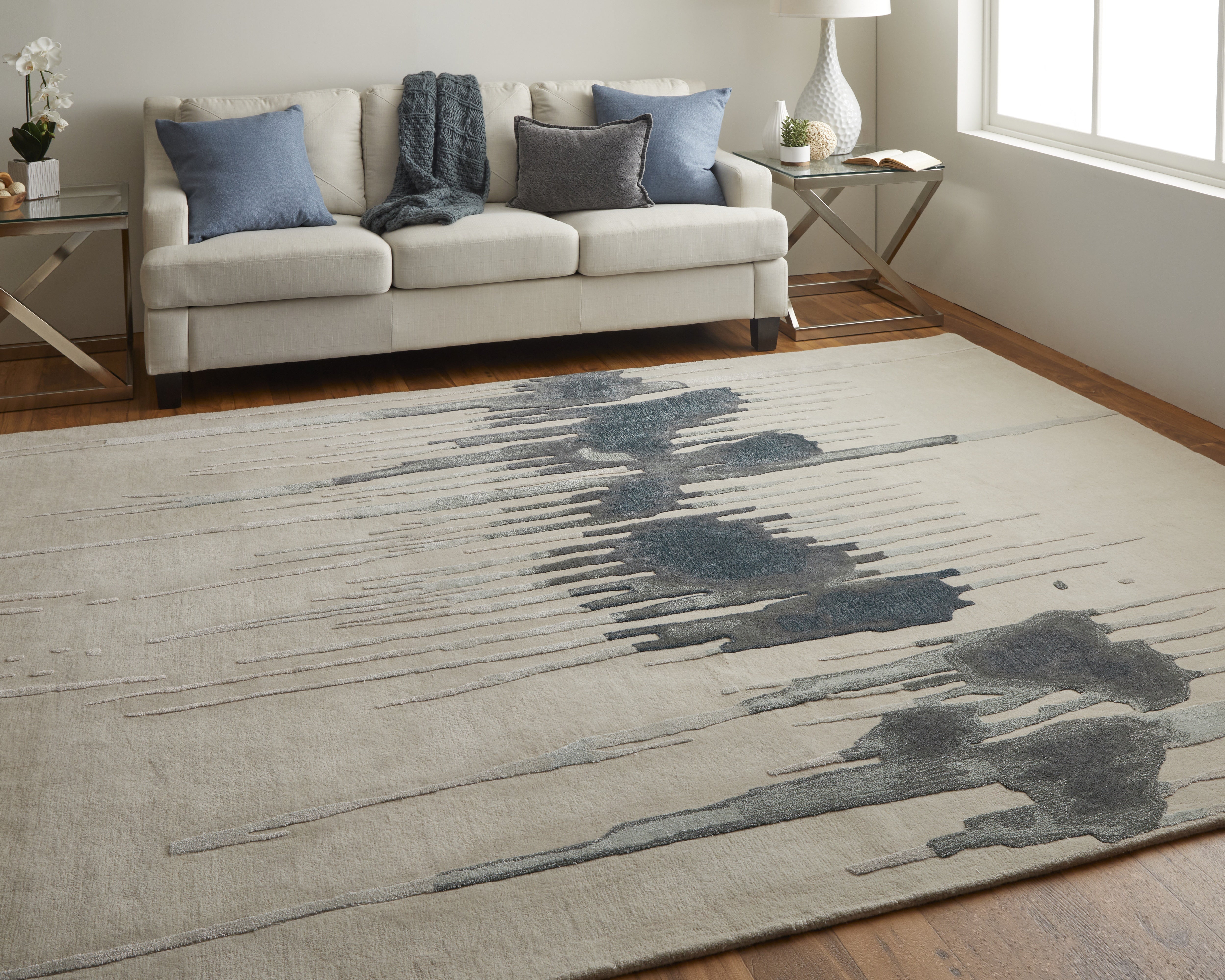 Anya Transitional Abstract - Ivory/Blue/Gray Area Rug