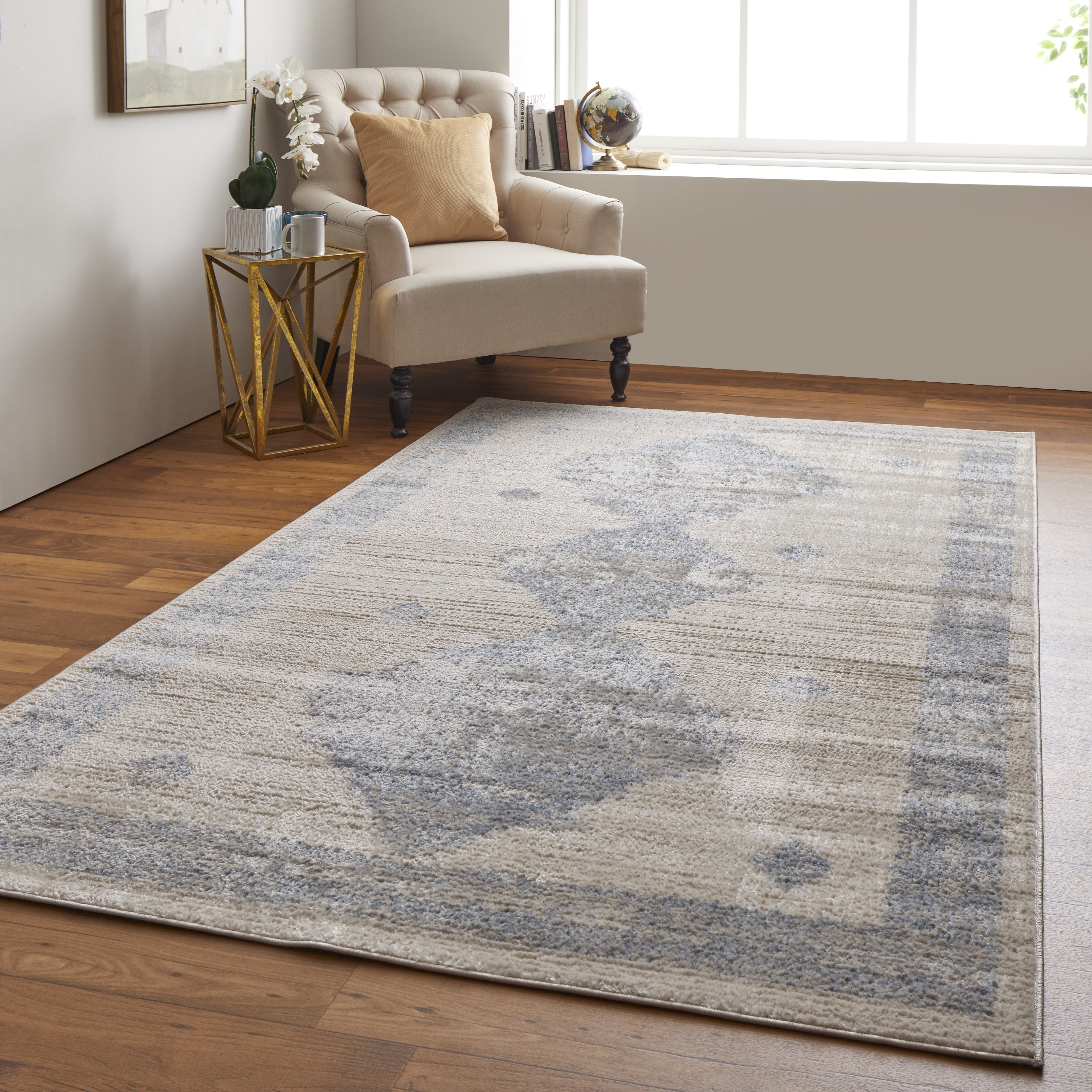 Camellia Transitional Geometric - Blue/Ivory