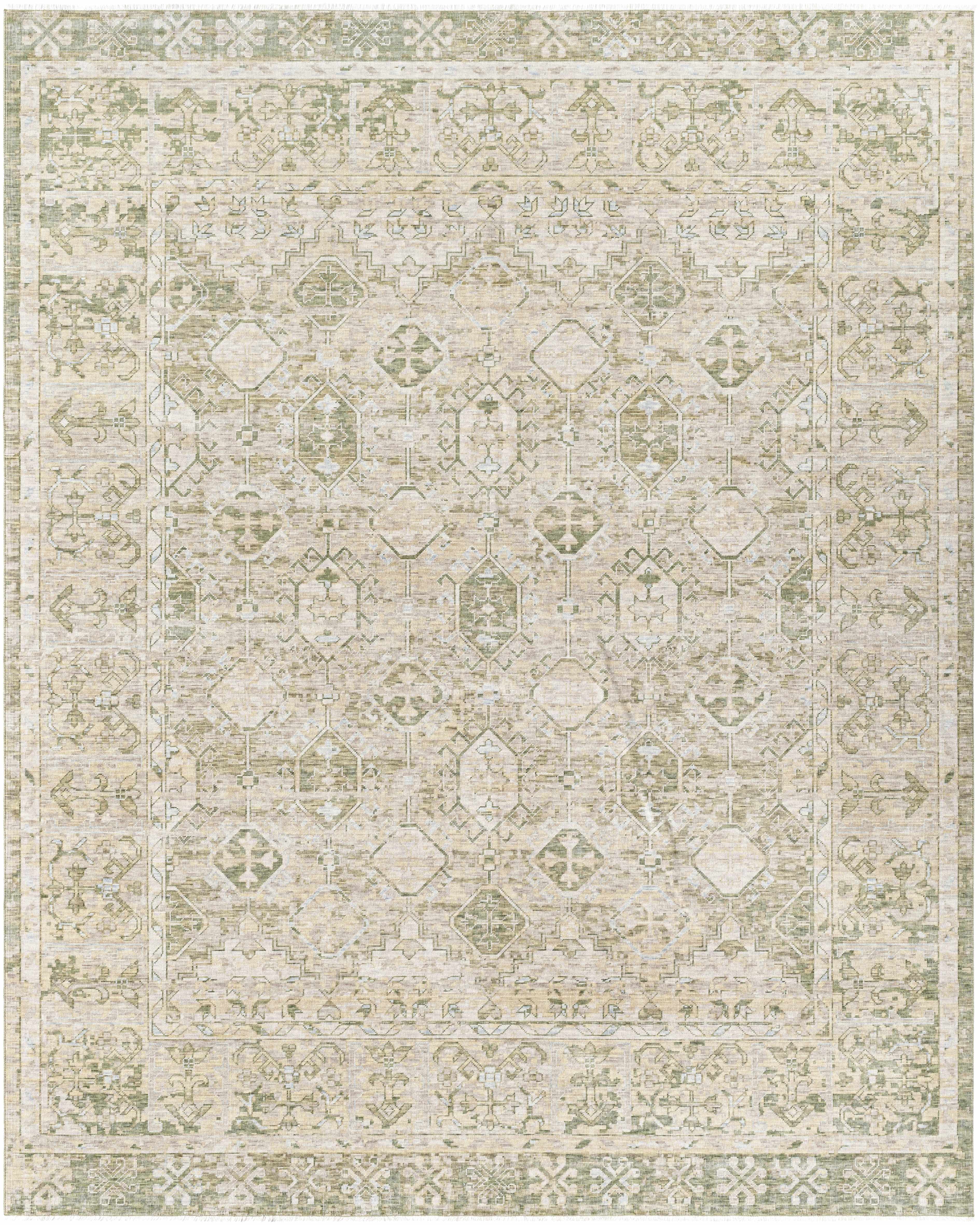Elegantly Soft Olive Hand Crafted Wool Area Rug