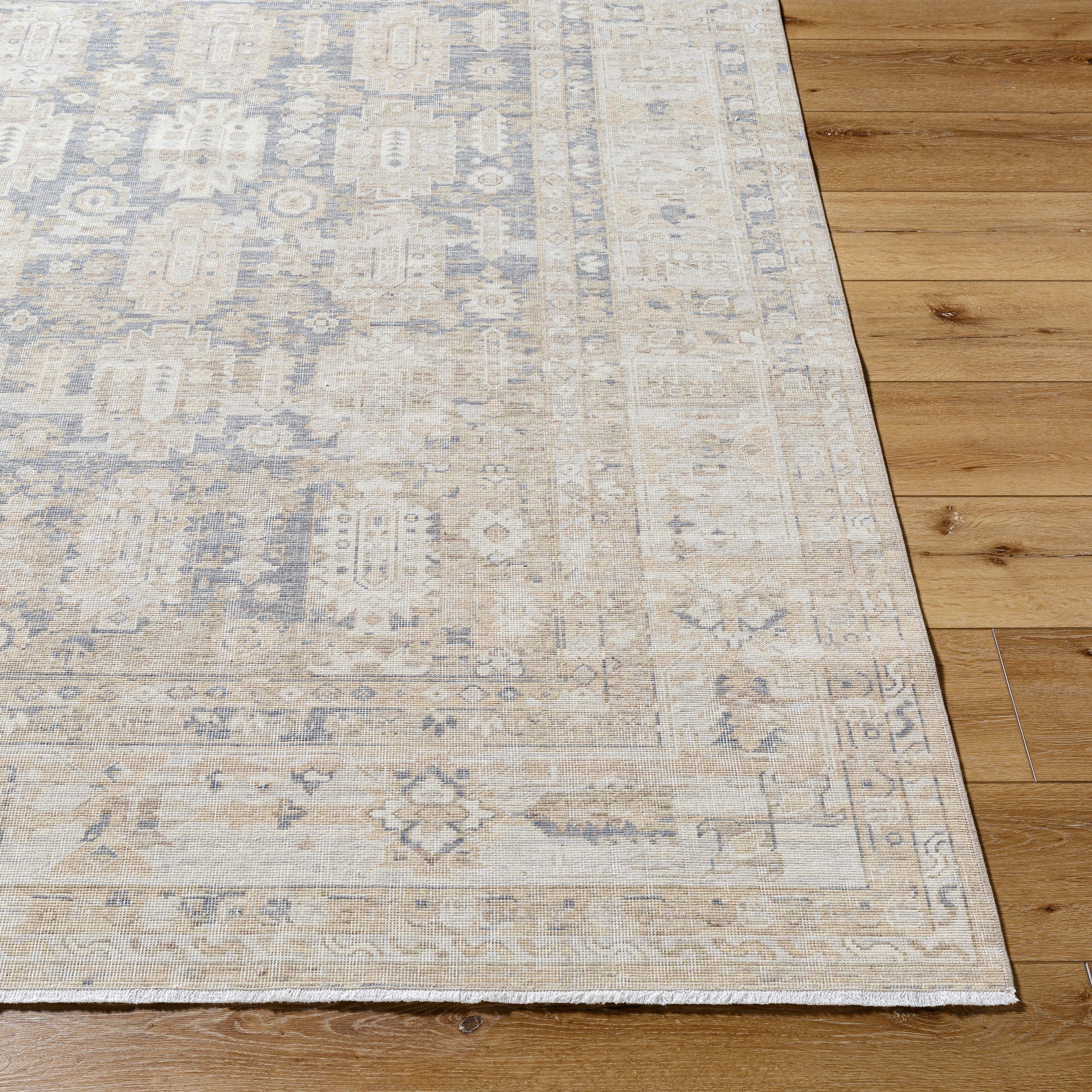 Delicate Tan Hand Crafted Wool Area Rug