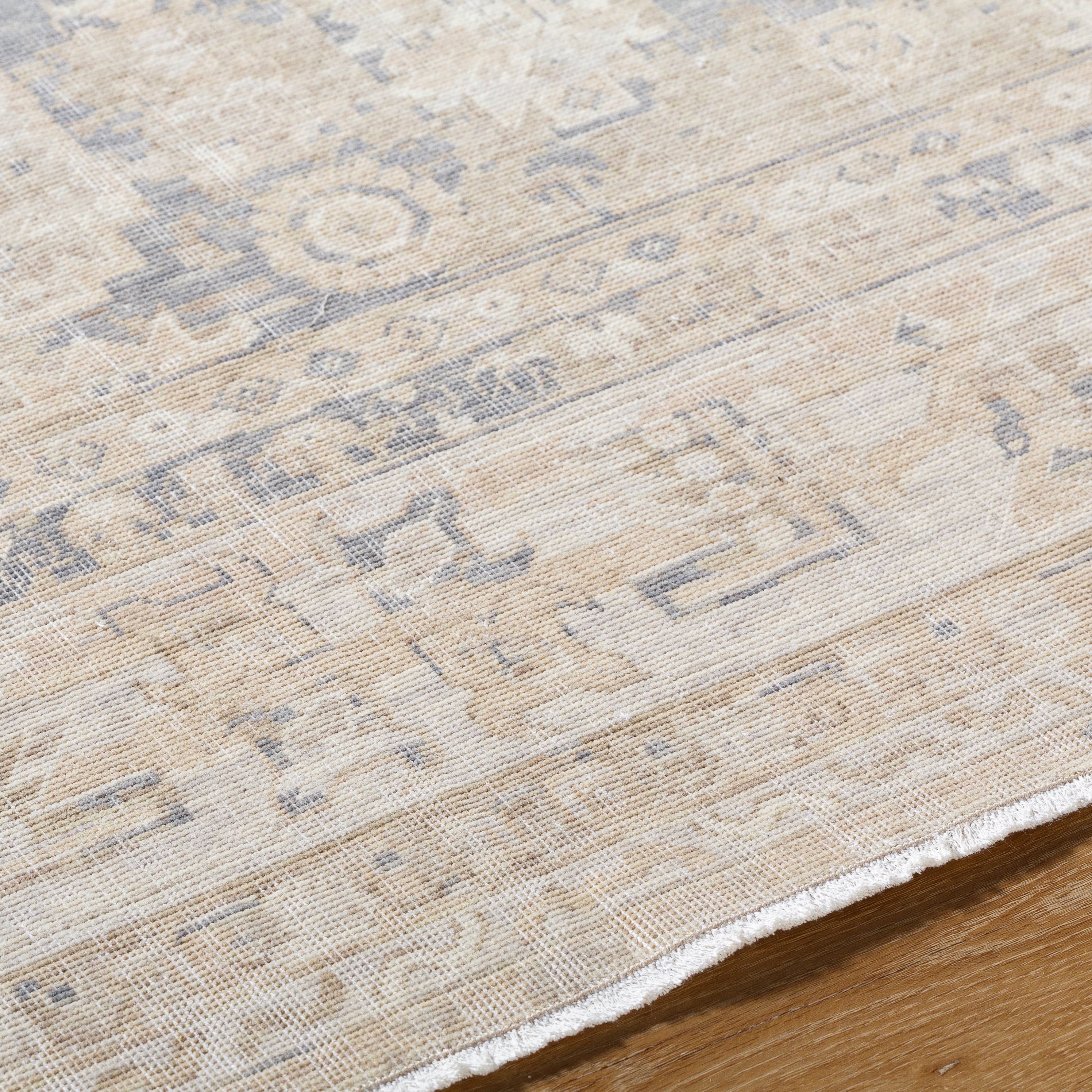 Delicate Tan Hand Crafted Wool Area Rug