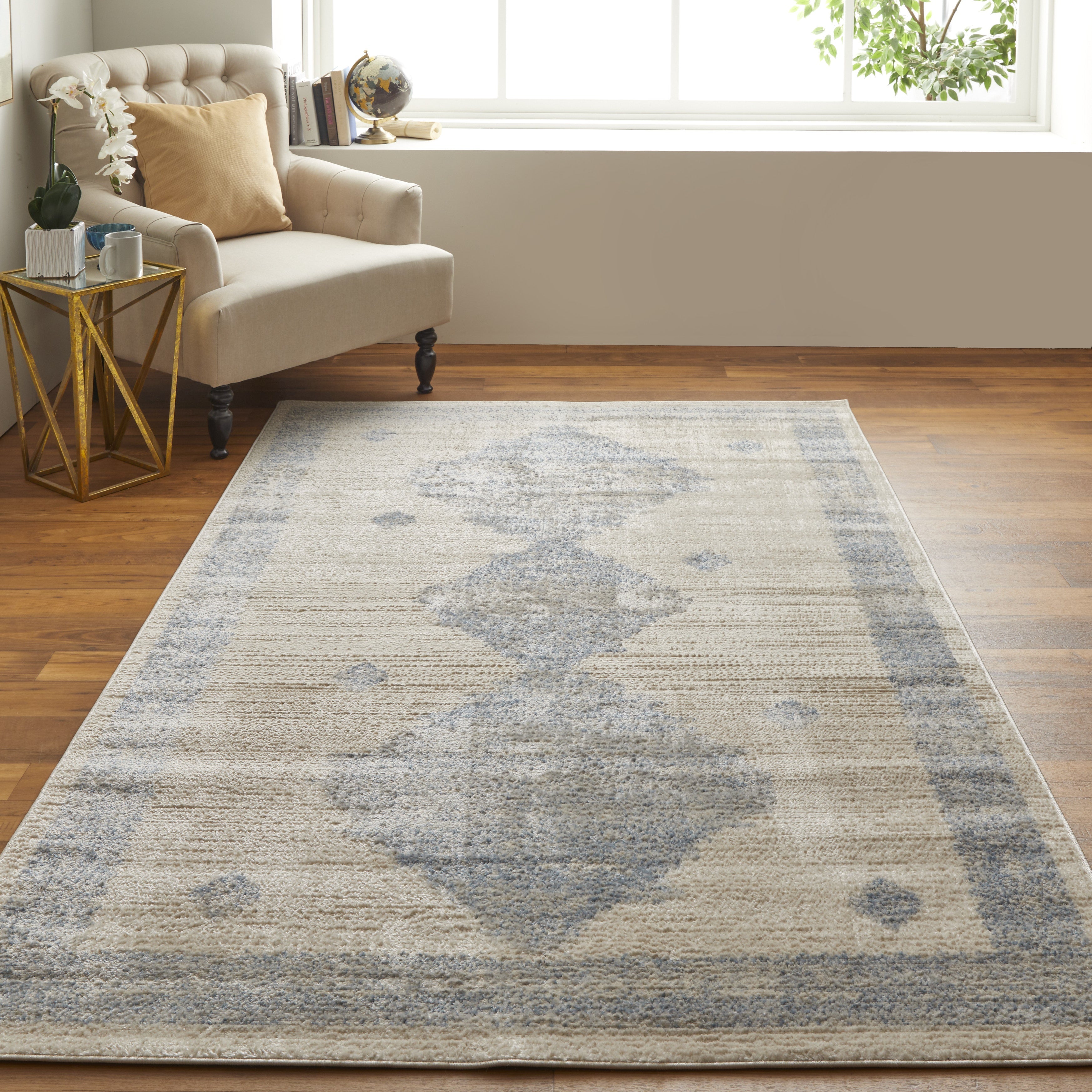 Camellia Transitional Geometric - Blue/Ivory