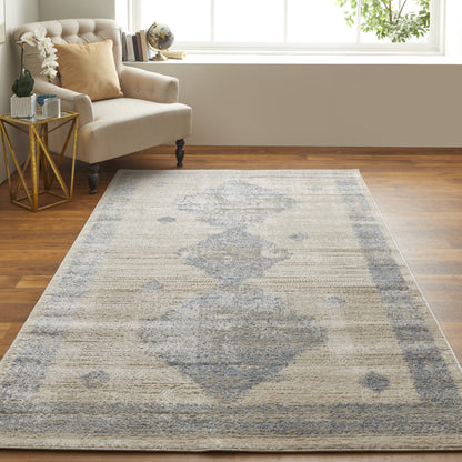 Camellia Transitional Geometric - Blue/Ivory
