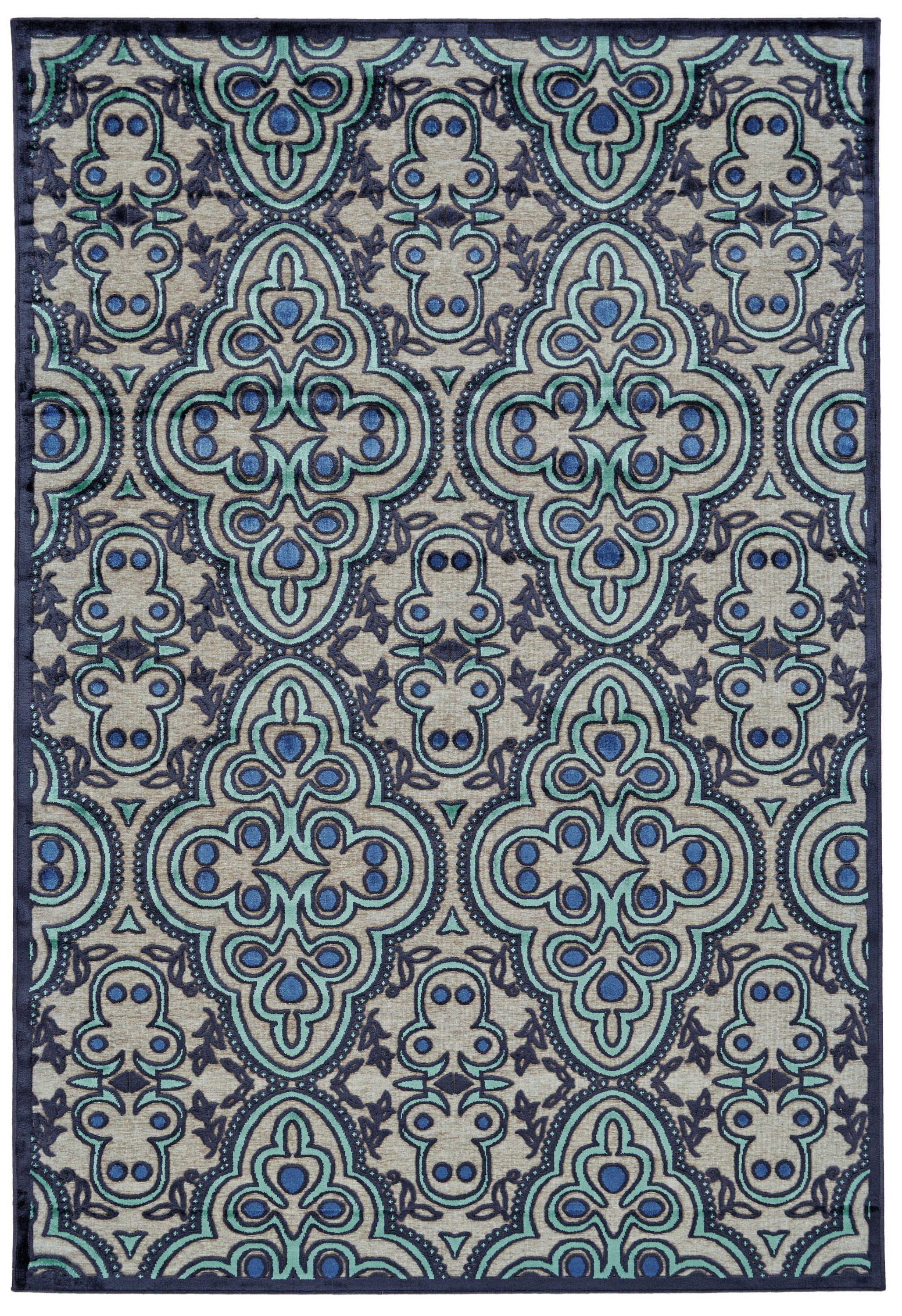 Saphir Callo Modern Damask - Tan/Taupe/Blue