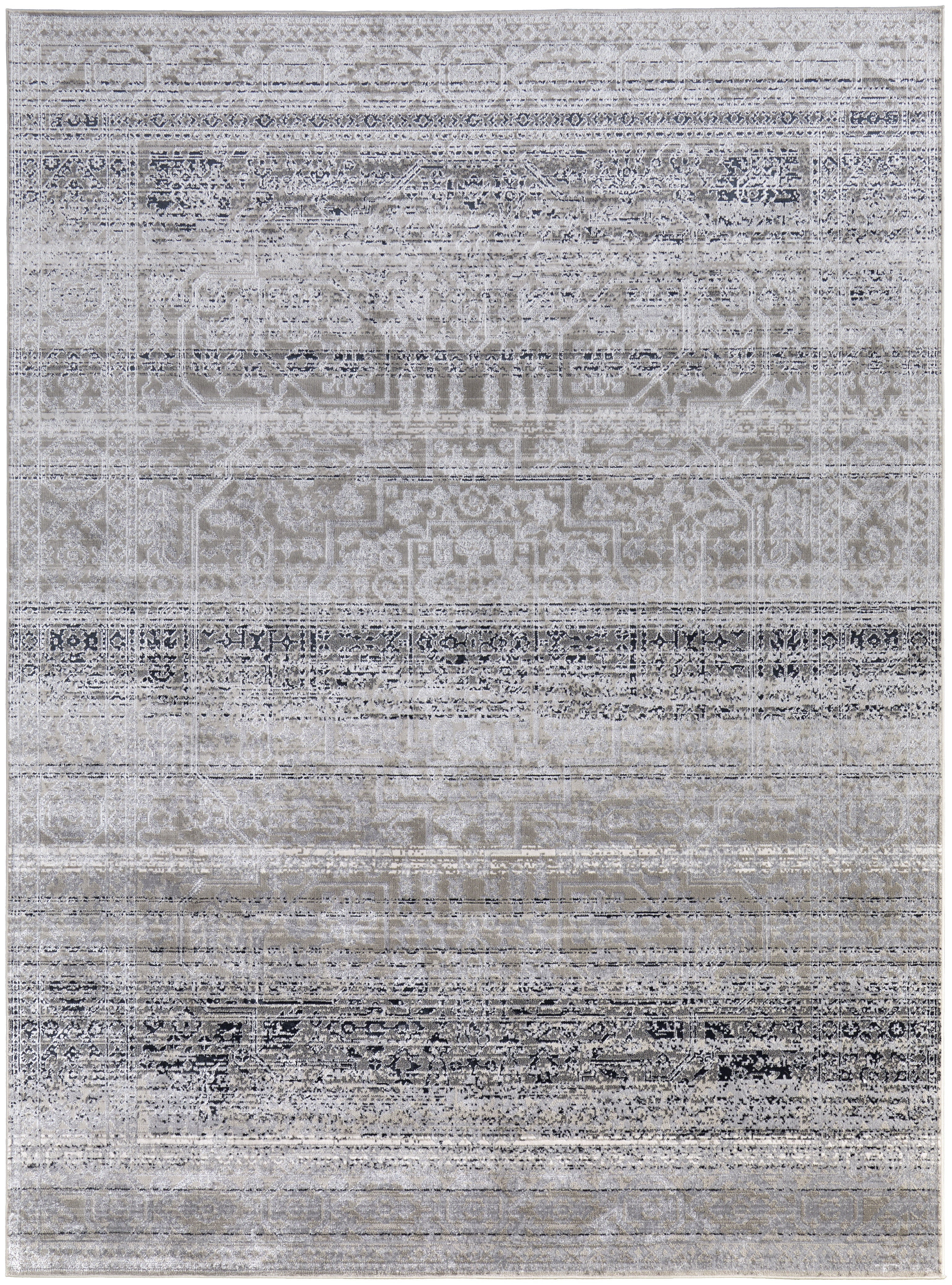 Macklaine Transitional Distressed - Taupe/Black/Ivory