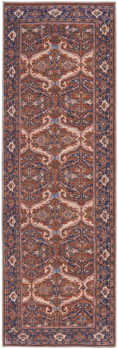 Rawlins Transitional Medallion - Red/Tan/Blue Area Rug