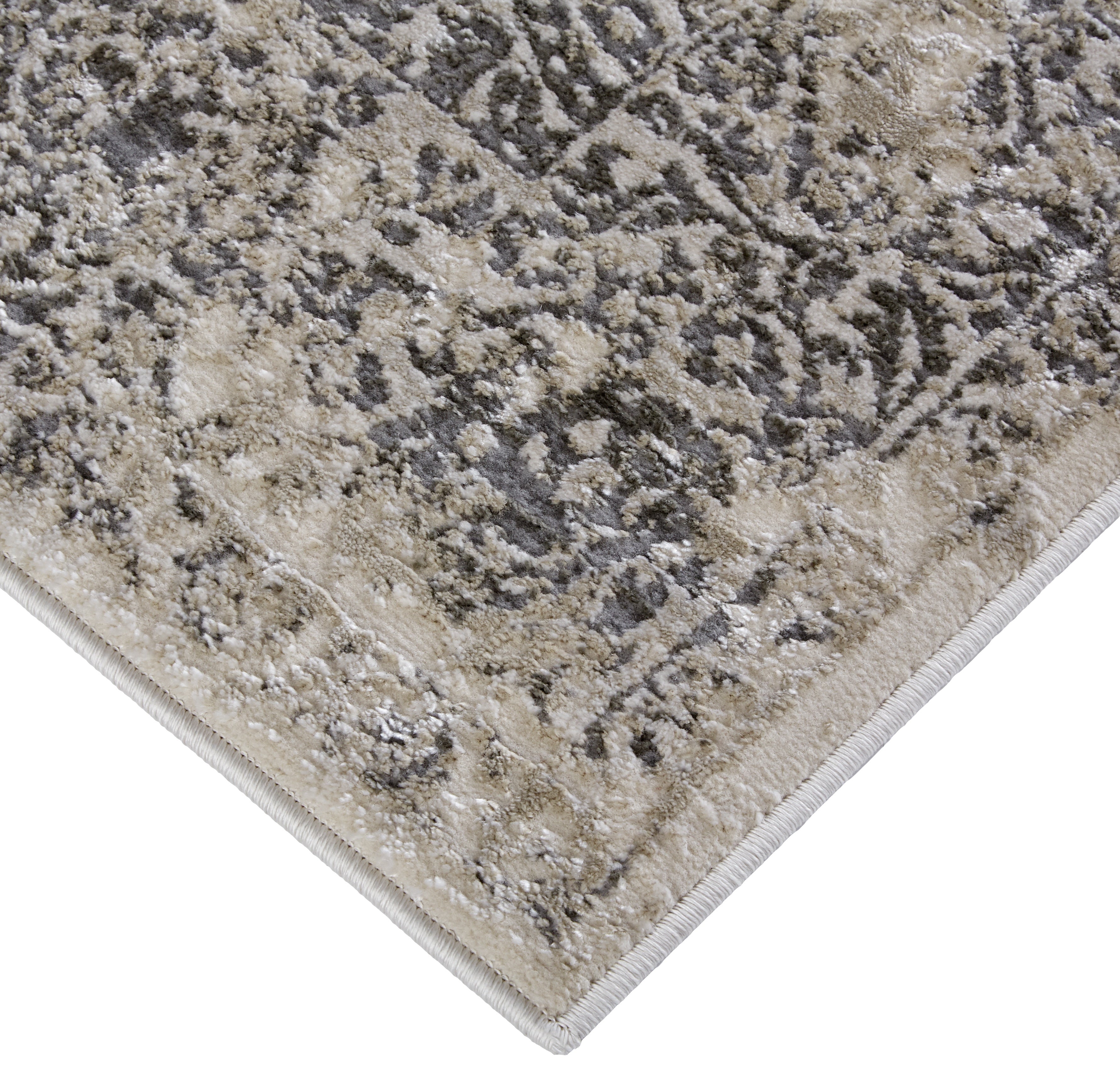 Prasad Modern Distressed - Ivory/Gray/Black Area Rug