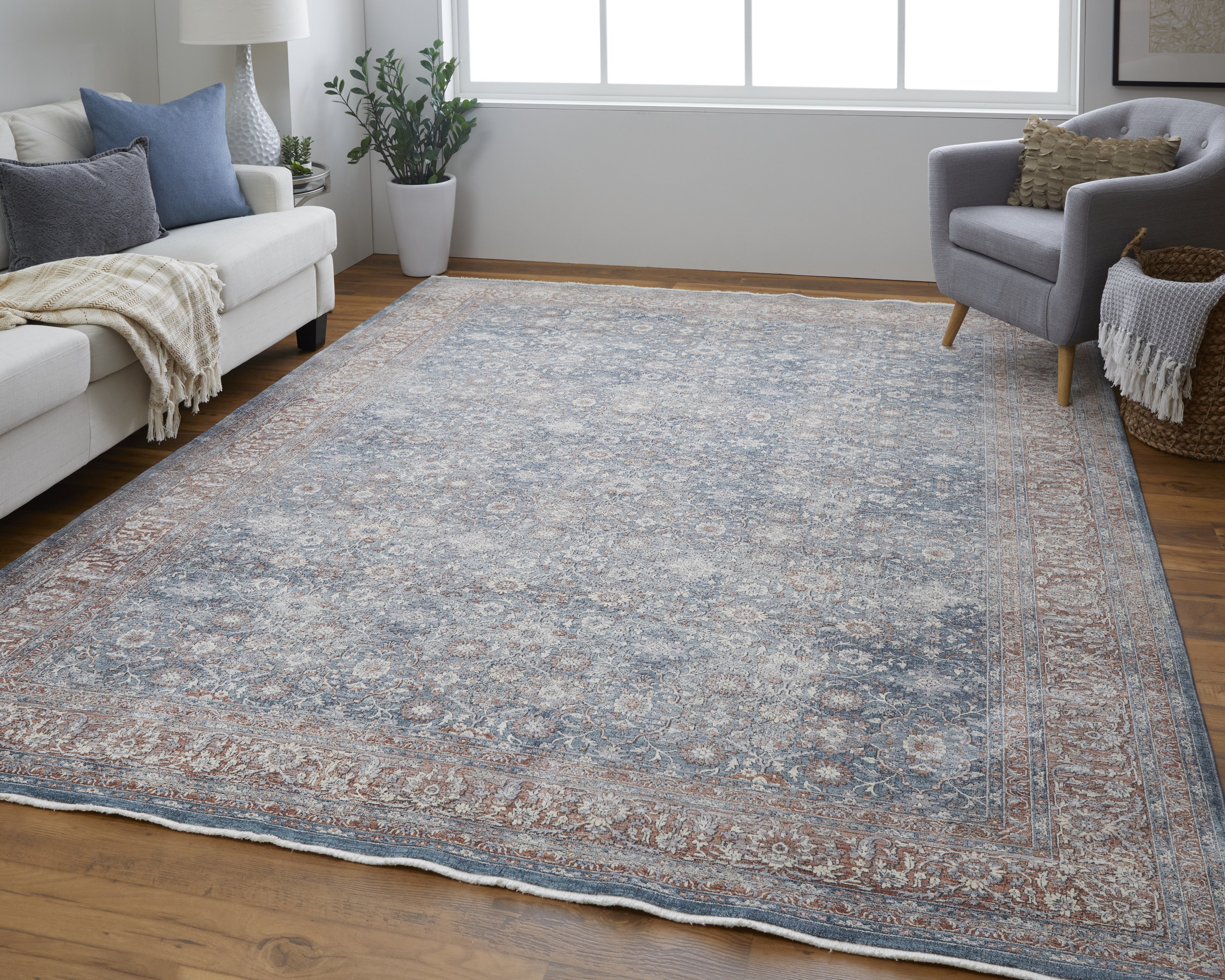 Marquette Transitional Oriental - Blue/Red Area Rug
