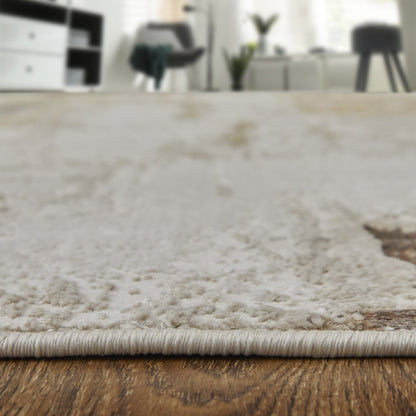 Aura Modern Abstract - Ivory/Gold/Brown Area Rug