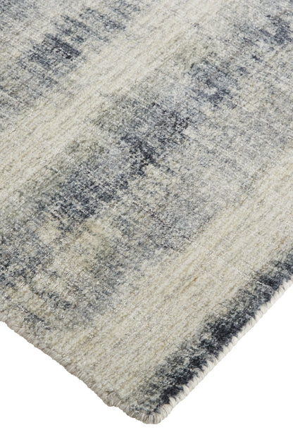 Mackay Transitional Stripes - Ivory/Blue Area Rug