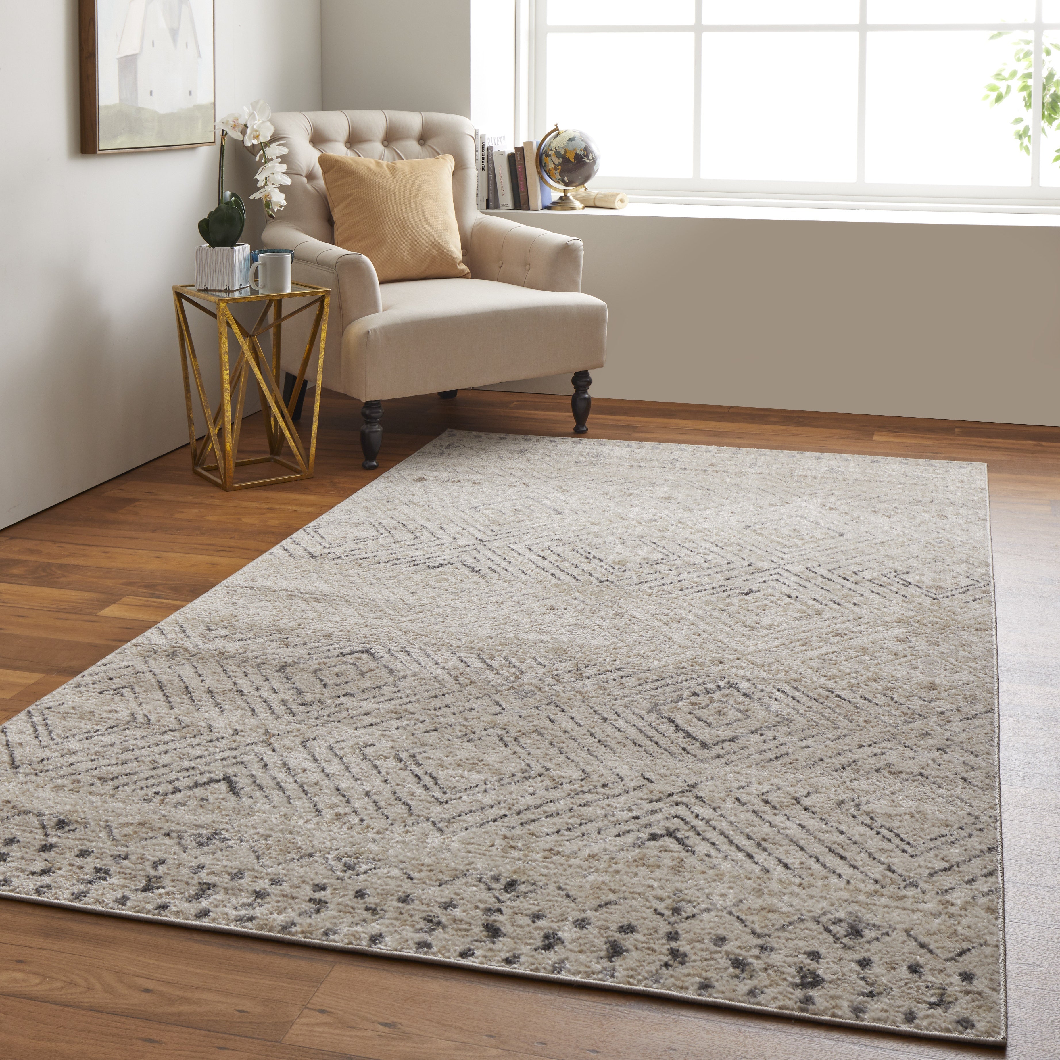 Camellia Transitional Geometric - Ivory/Gray