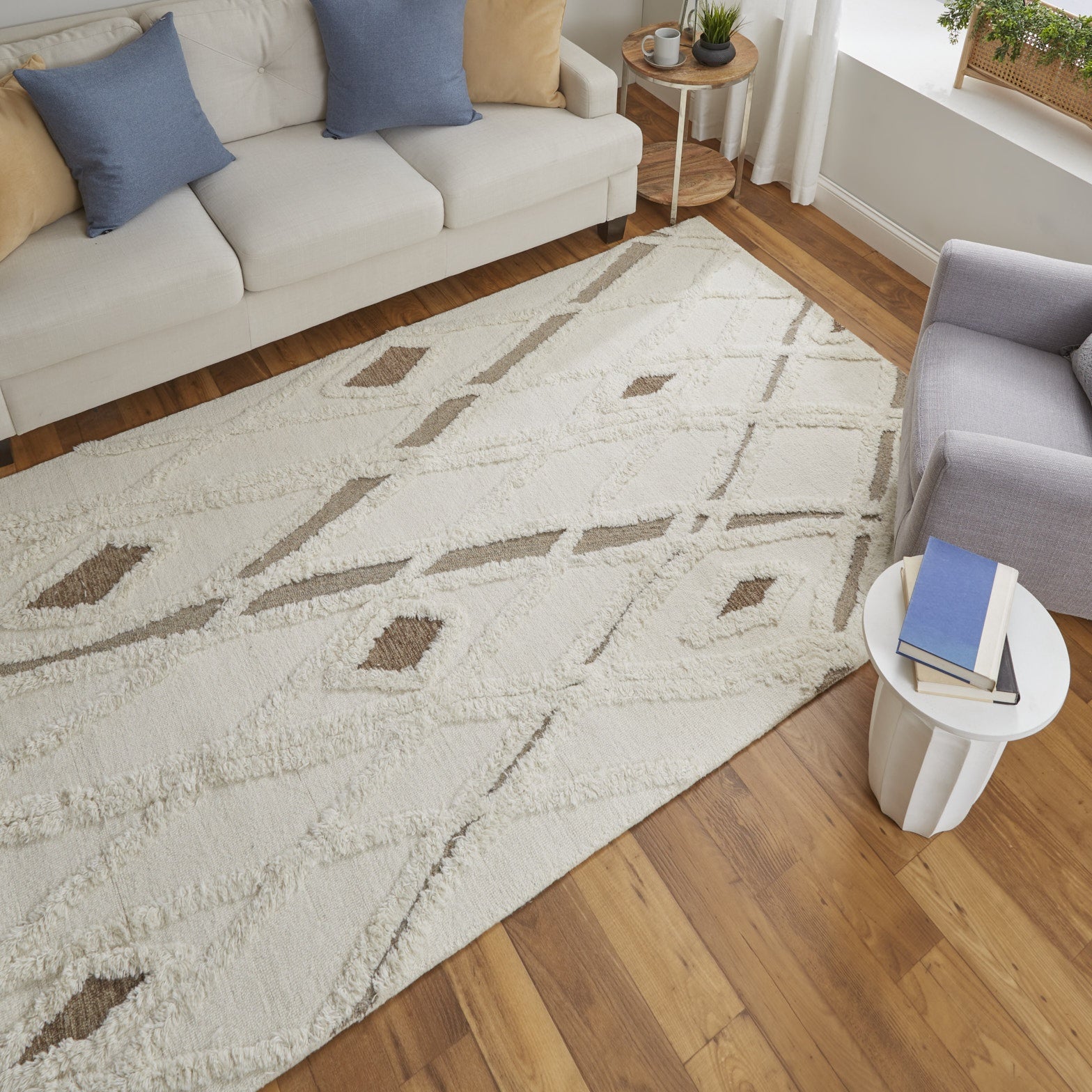 Anica Transitional Geometric - Ivory/Taupe/Brown Area Rug
