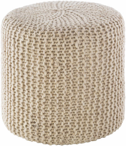 Solid Cylinder Knitted Pouf - Ivory