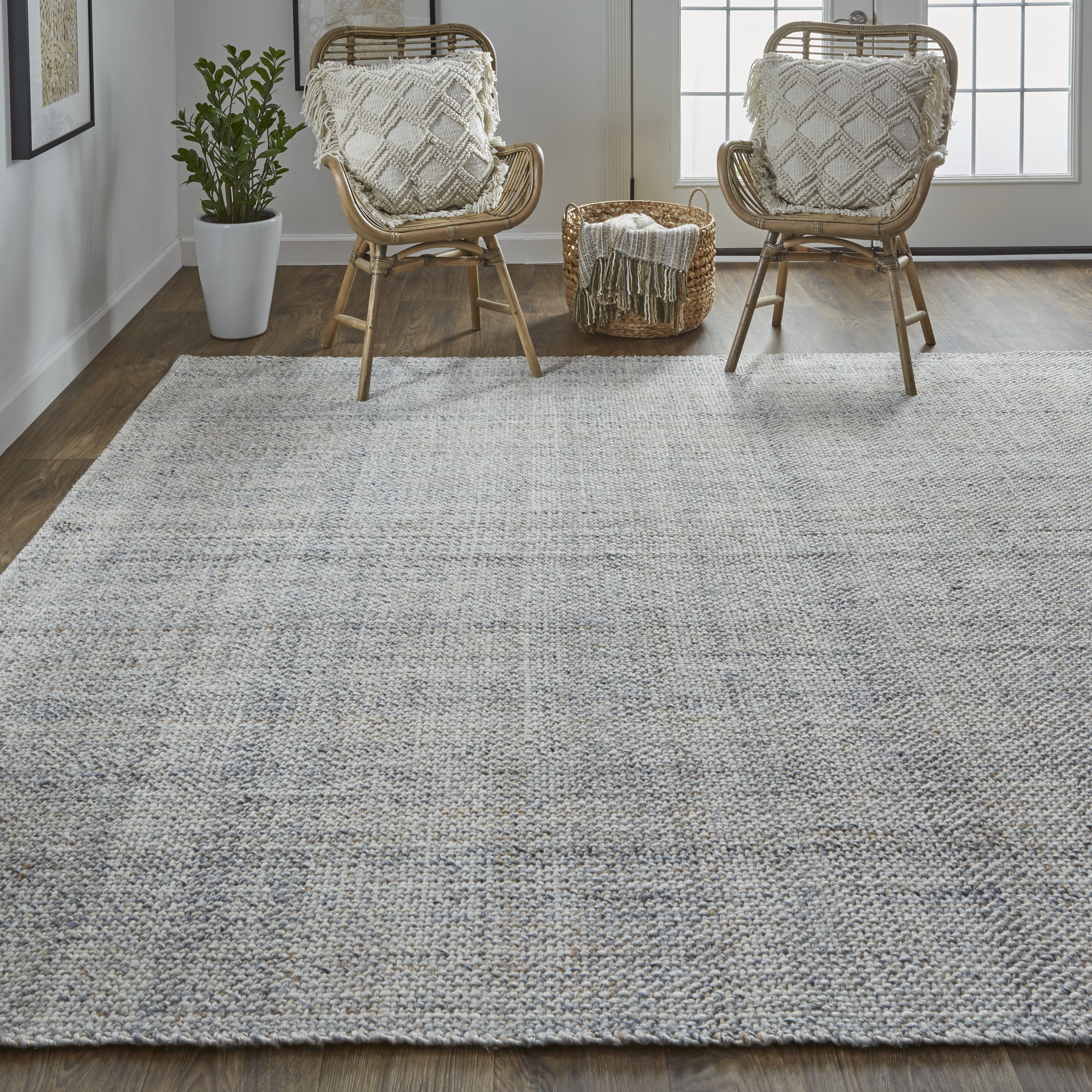Naples Transitional Solid - Ivory/Tan/Gray Area Rug