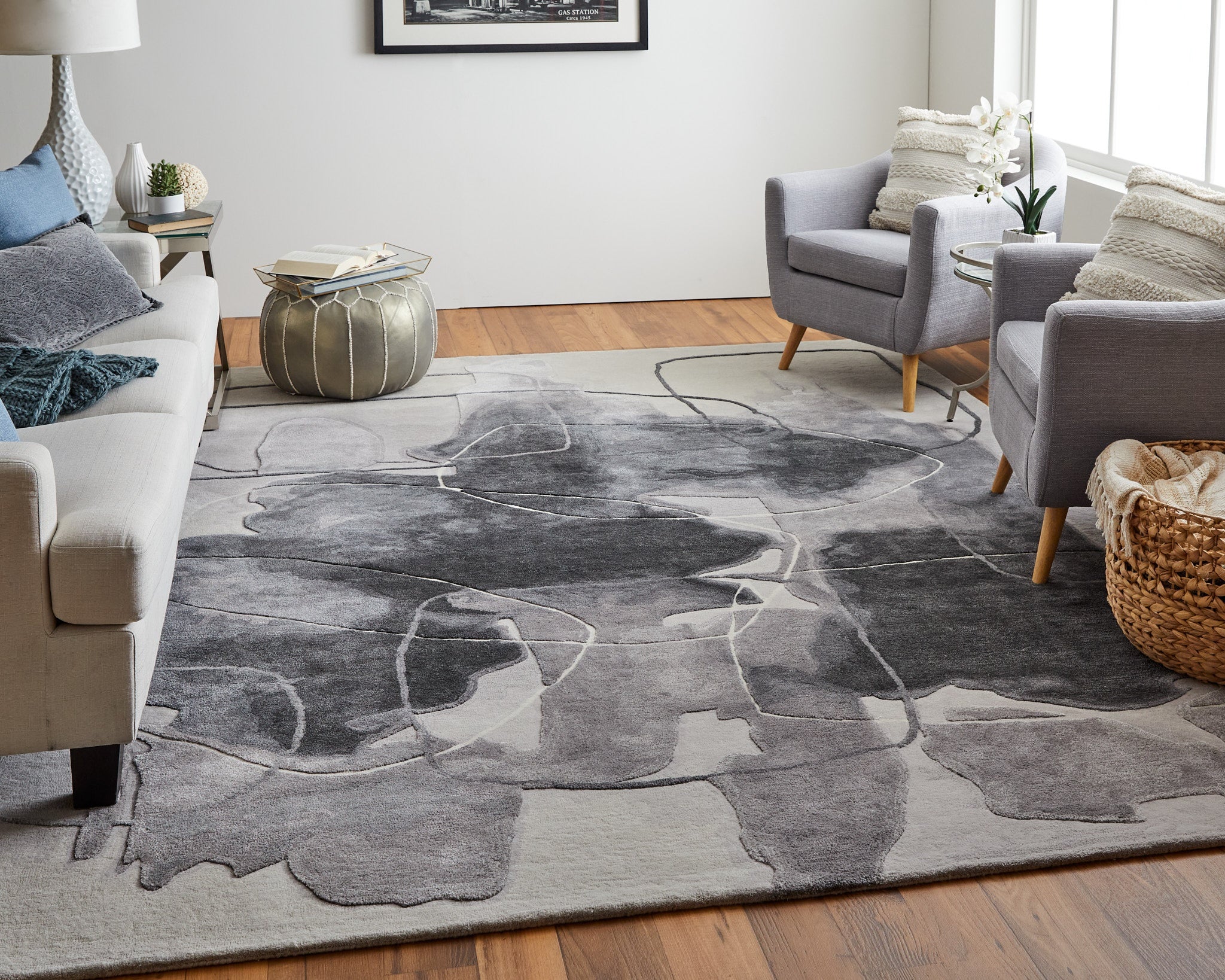 Anya Transitional Abstract - Ivory/Gray/Taupe Area Rug