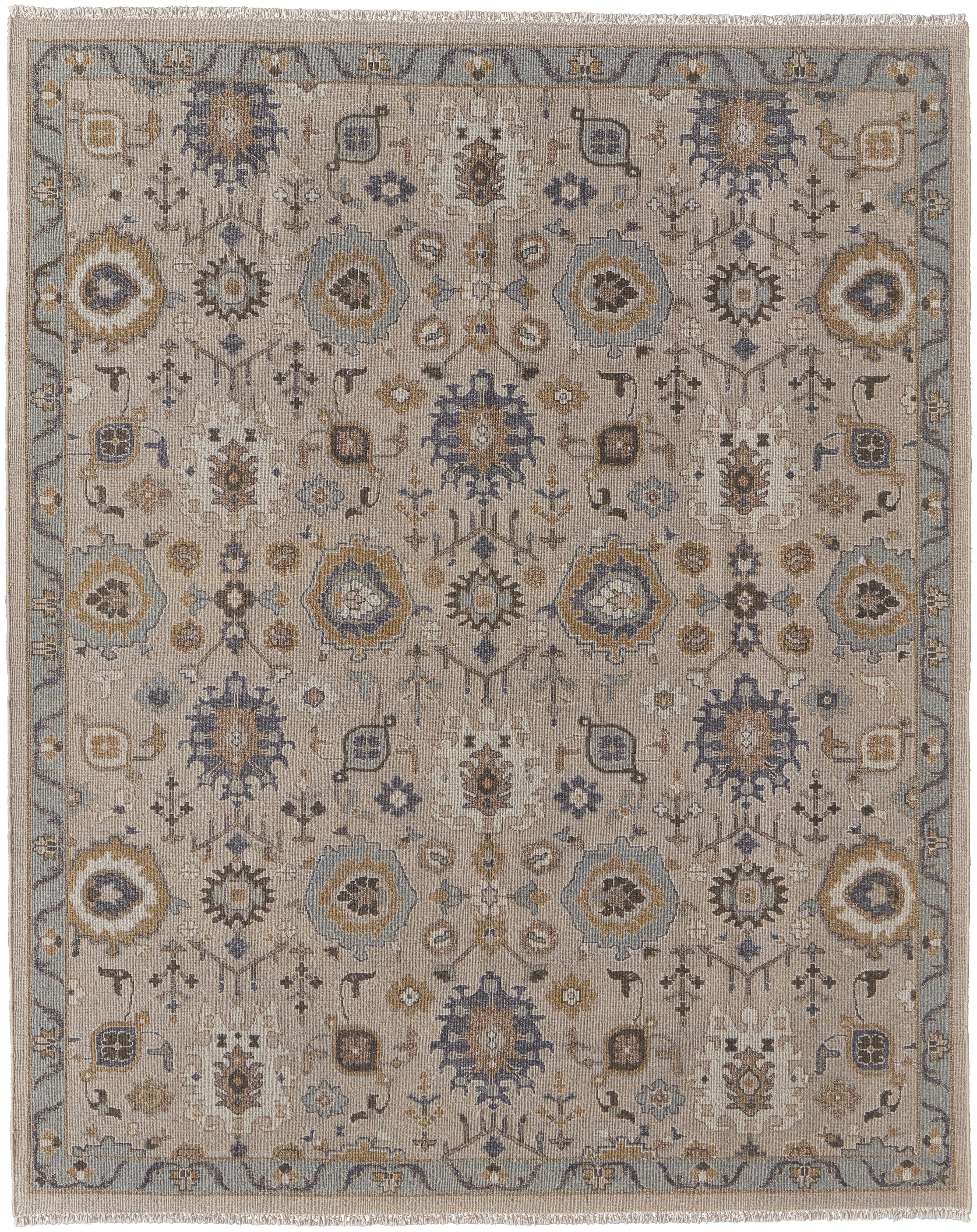Corbitt Traditional Oriental - Tan/Blue/Gold Area Rug