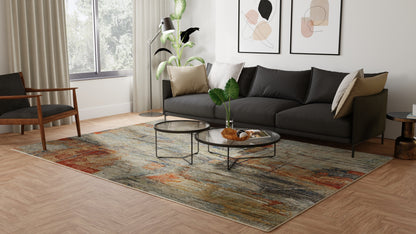 Jaxson Modern Abstract - Gray/Orange/Ivory Area Rug