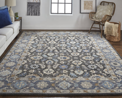 Rylan Transitional Oriental - Taupe/Blue/Ivory Area Rug