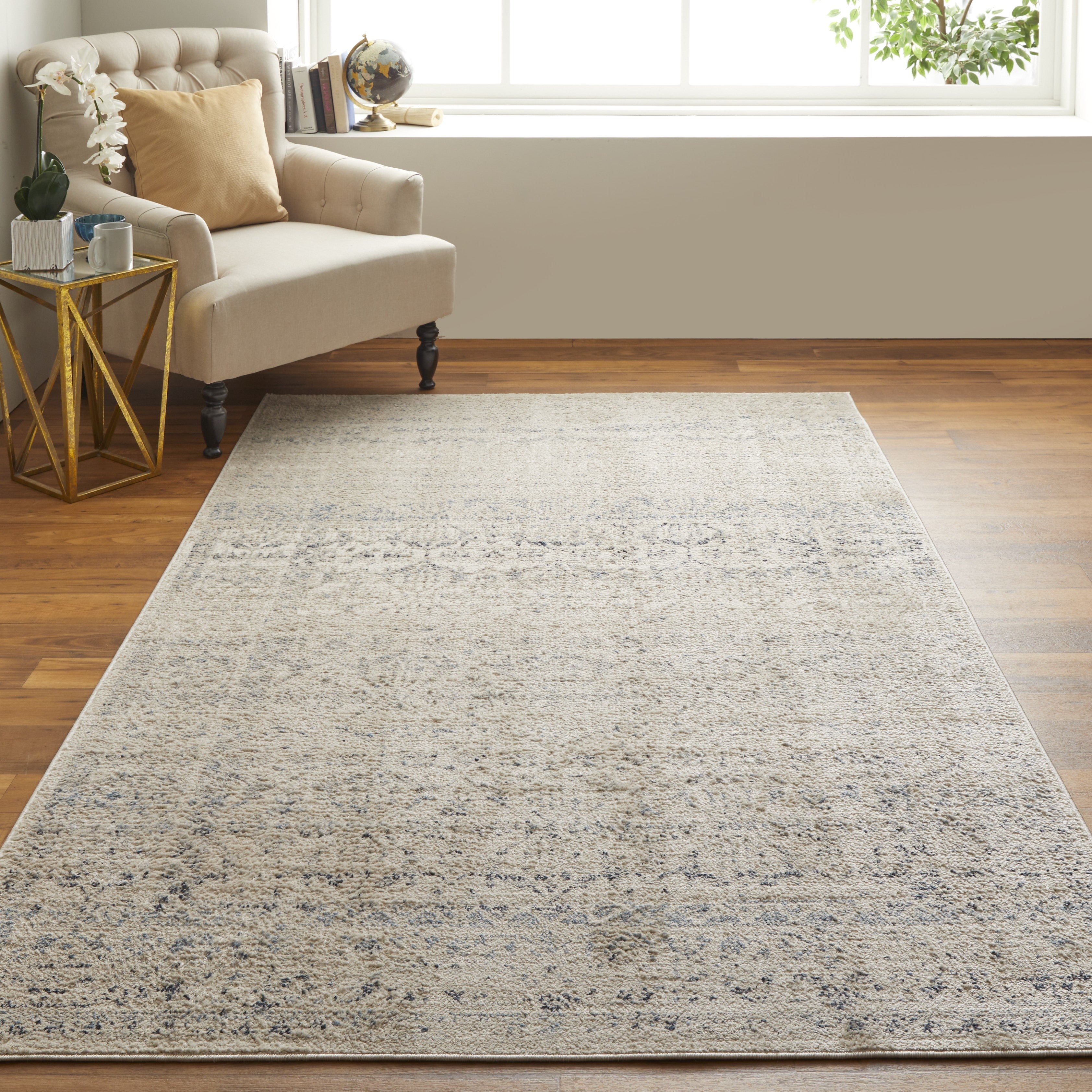 Camellia Transitional Bordered - Ivory/Gray