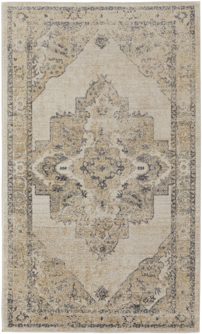 Camellia Transitional Medallion - Ivory/Gray