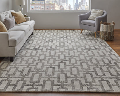 Lorrain Modern Geometric - Ivory/Taupe Area Rug