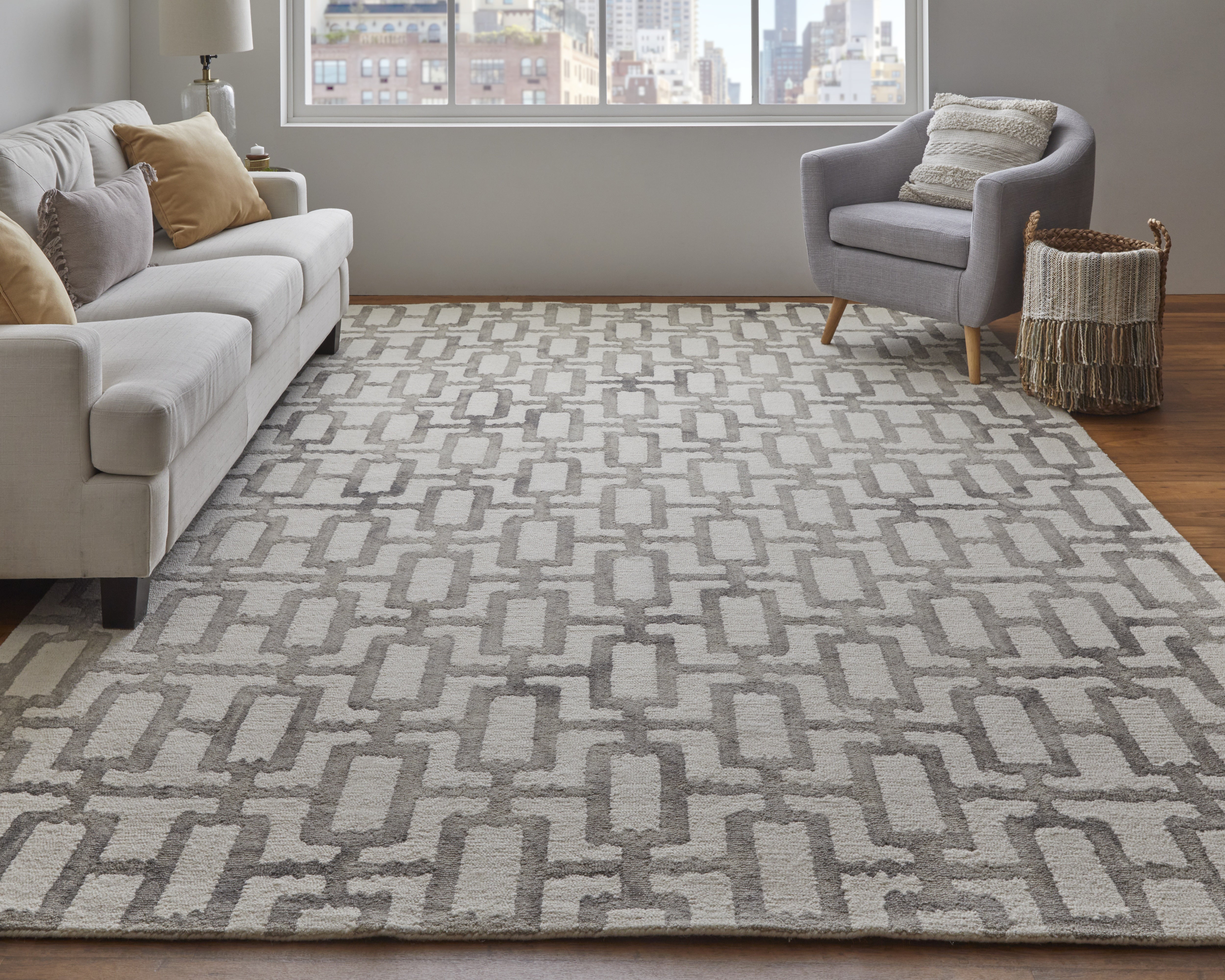 Lorrain Modern Geometric - Ivory/Taupe Area Rug