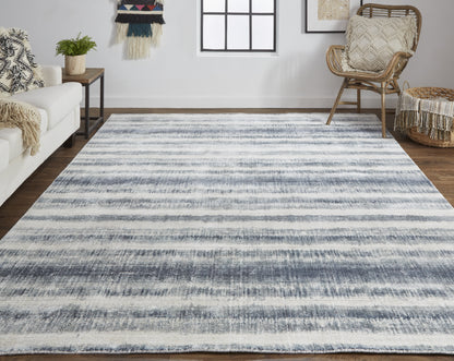 Mackay Transitional Stripes - Ivory/Blue Area Rug