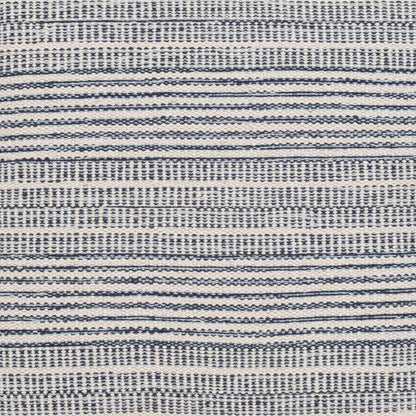 Striped Cube Pouf - Light Blue, Ivory