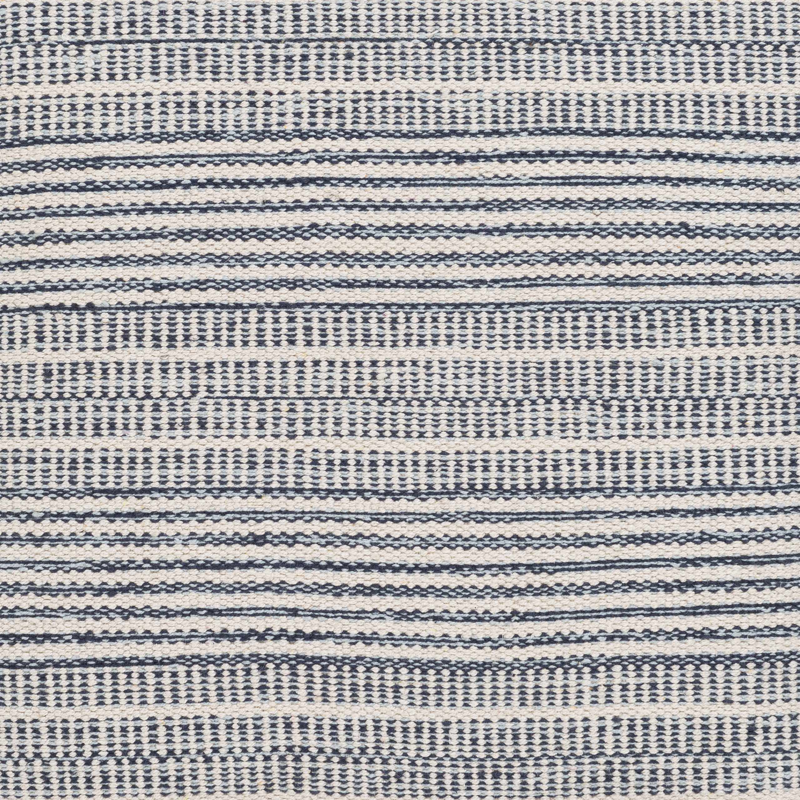 Striped Cube Pouf - Light Blue, Ivory