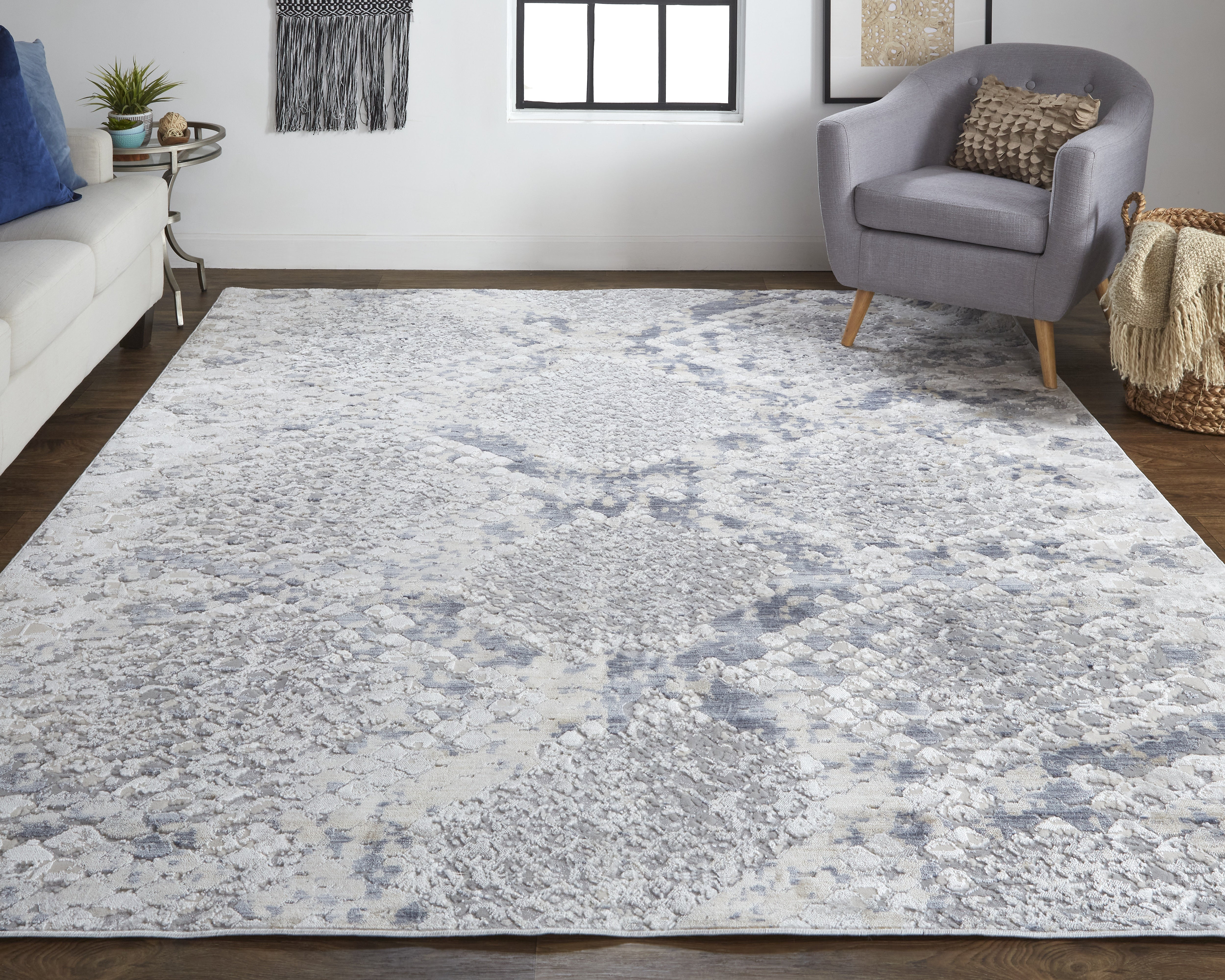 Laina Transitional Trellis & Lattice - Silver/Gray/Blue Area Rug