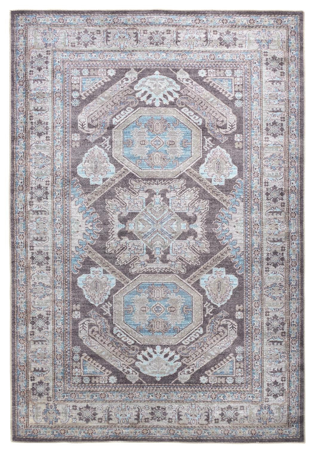 Percy Transitional Medallion - Gray/Taupe/Blue Area Rug