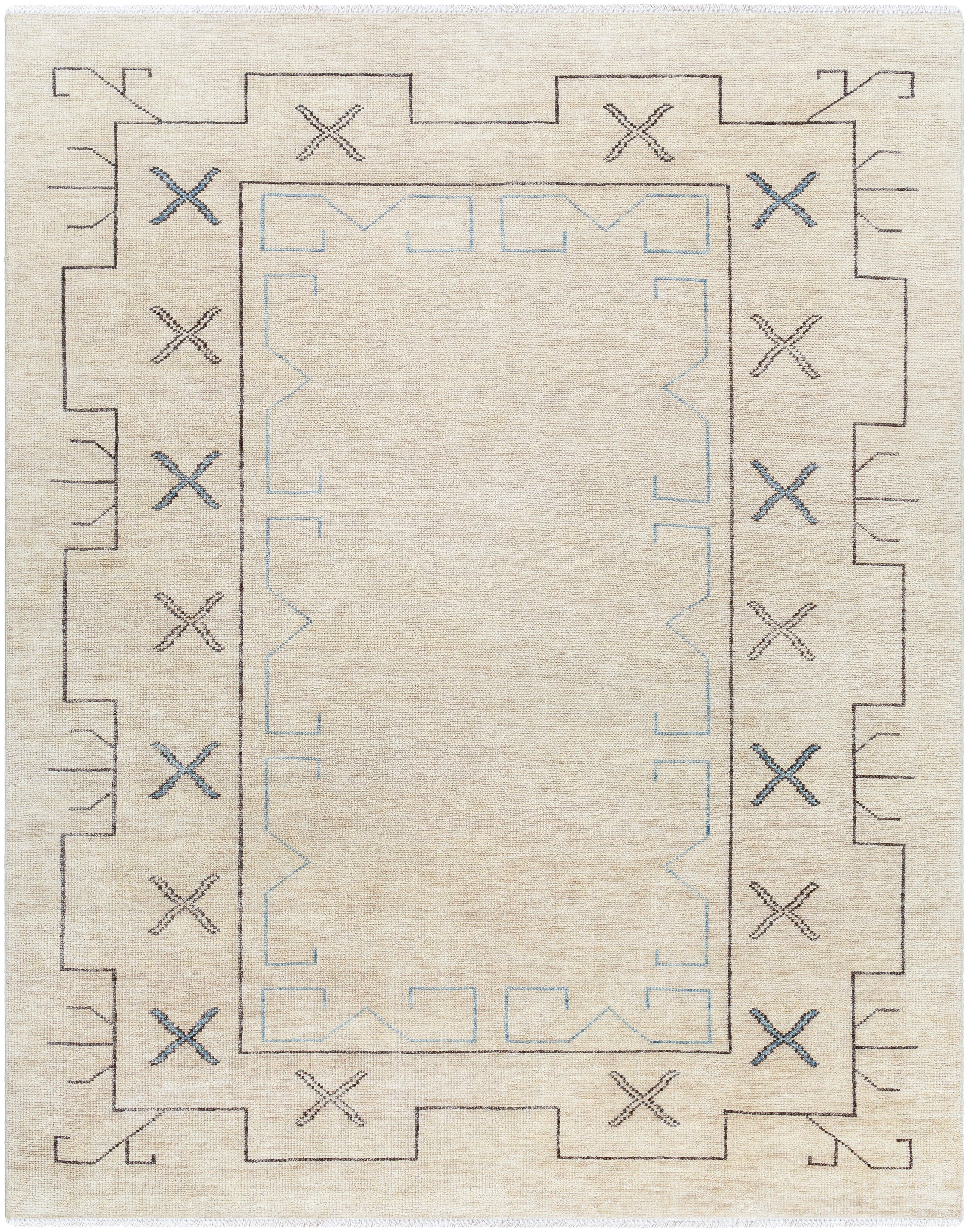 Hand-Knotted Wool & Cotton Cream Area Rug