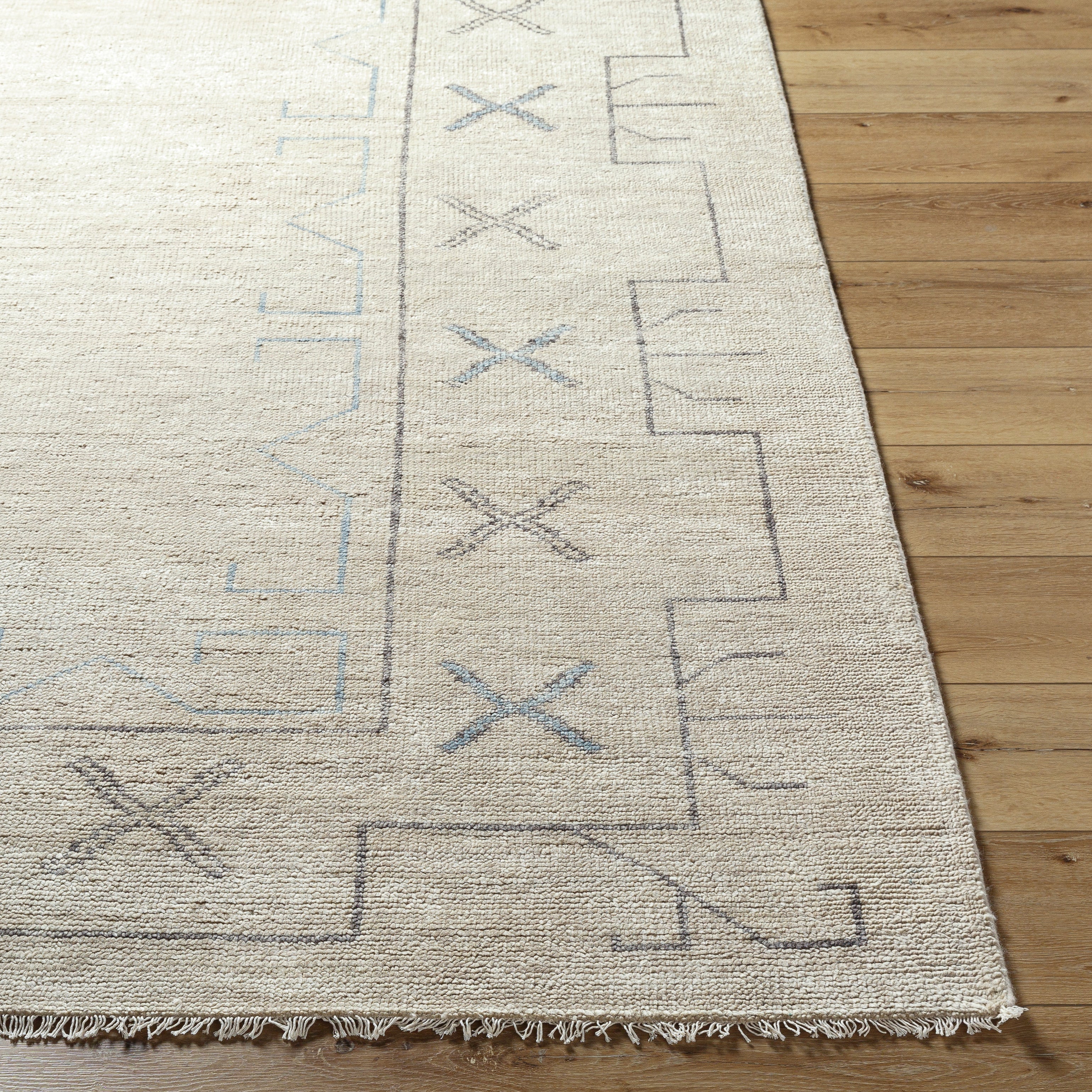 Hand-Knotted Wool & Cotton Cream Area Rug