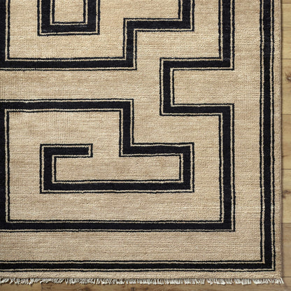Sophisticated Hand-Knotted Cotton & Wool Area Rug