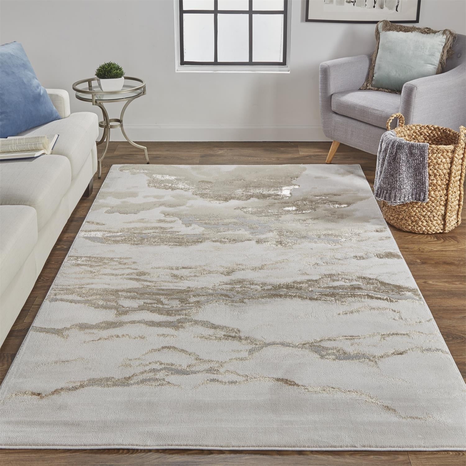 Aura Modern Abstract - Ivory/Tan/Gray Area Rug