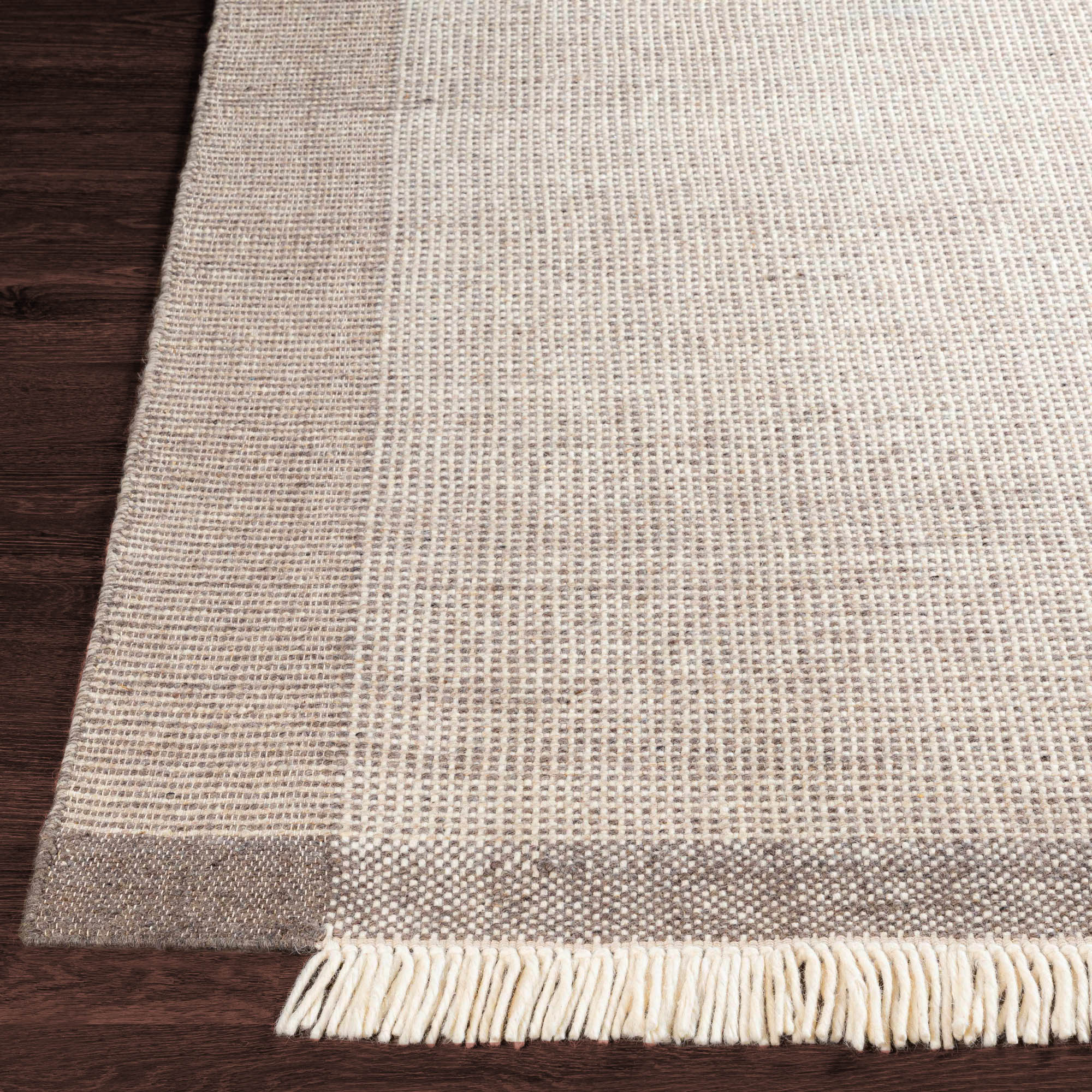 Modern Plaid Elegant Brown Wool Hand Woven Area Rug