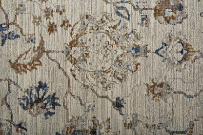 Kaia Transitional Floral & Botanical - Ivory/Orange/Blue Area Rug