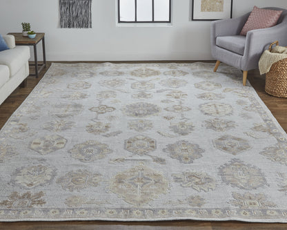 Wendover Transitional Oriental - Ivory/Silver/Tan Area Rug