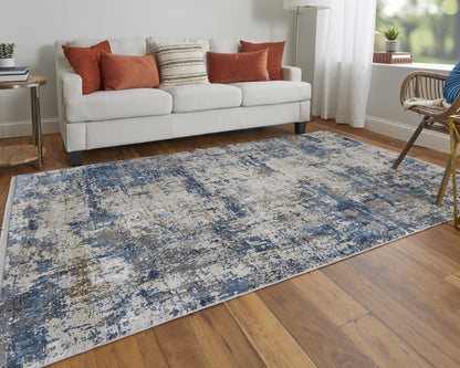 Cadiz Modern Abstract - Ivory/Tan/Blue Area Rug