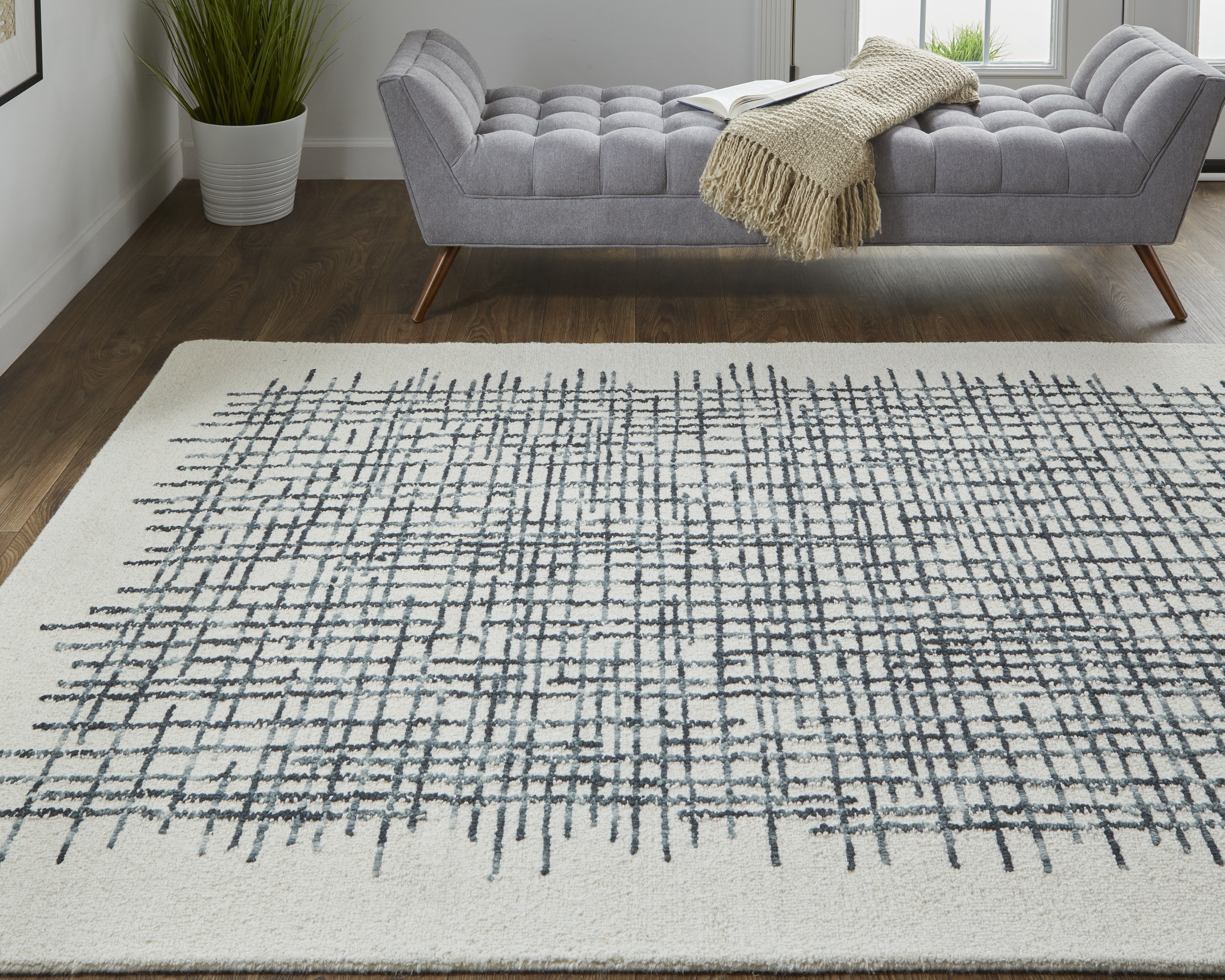 Maddox Transitional Abstract - Ivory/Gray/Black Area Rug