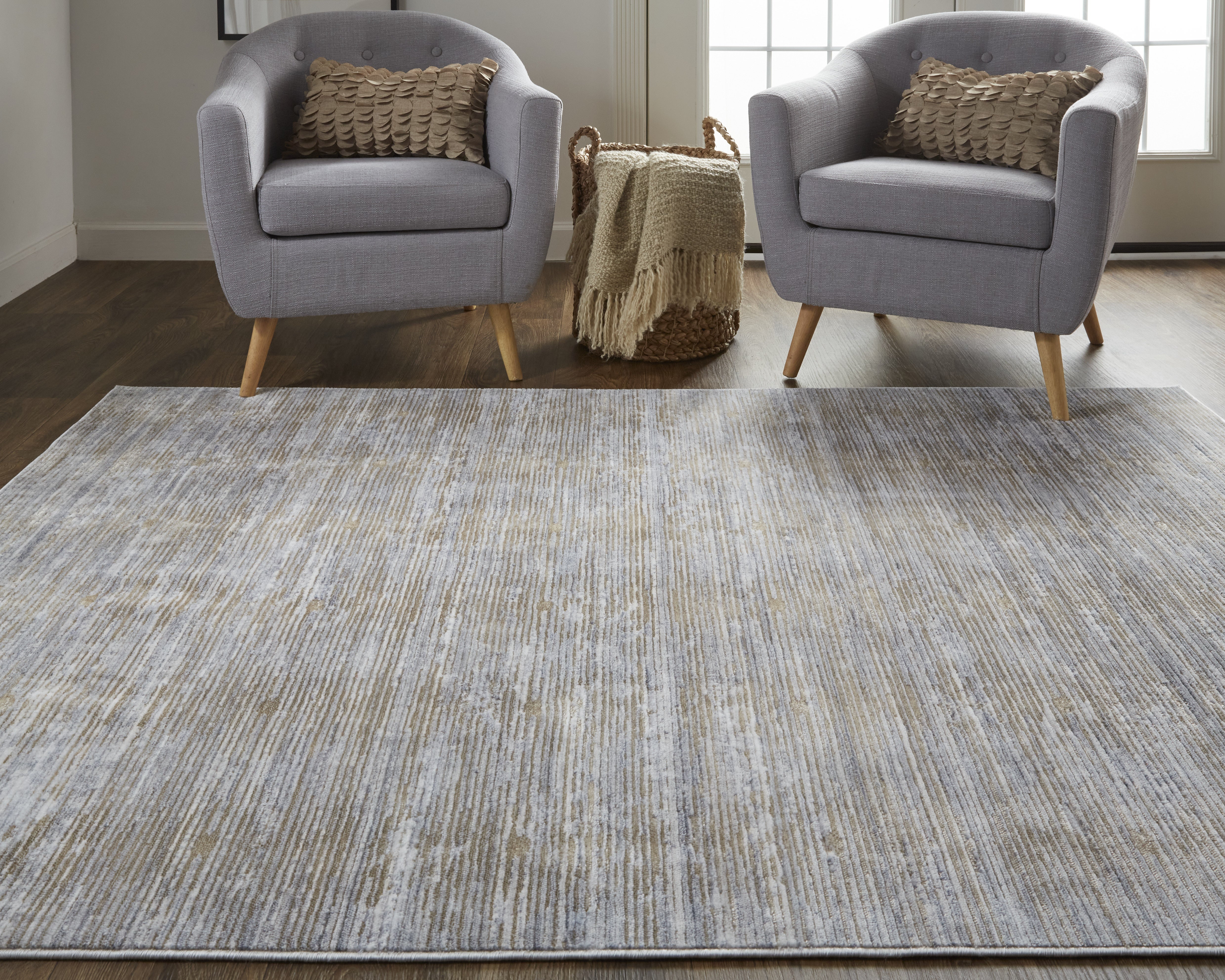 Laina Transitional Distressed - Taupe/Silver/Tan Area Rug