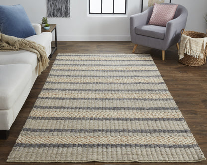 Berkeley Transitional Stripes - Ivory/Tan/Gray Area Rug