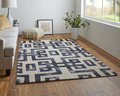 Lorrain Modern Geometric - Ivory/Black Area Rug
