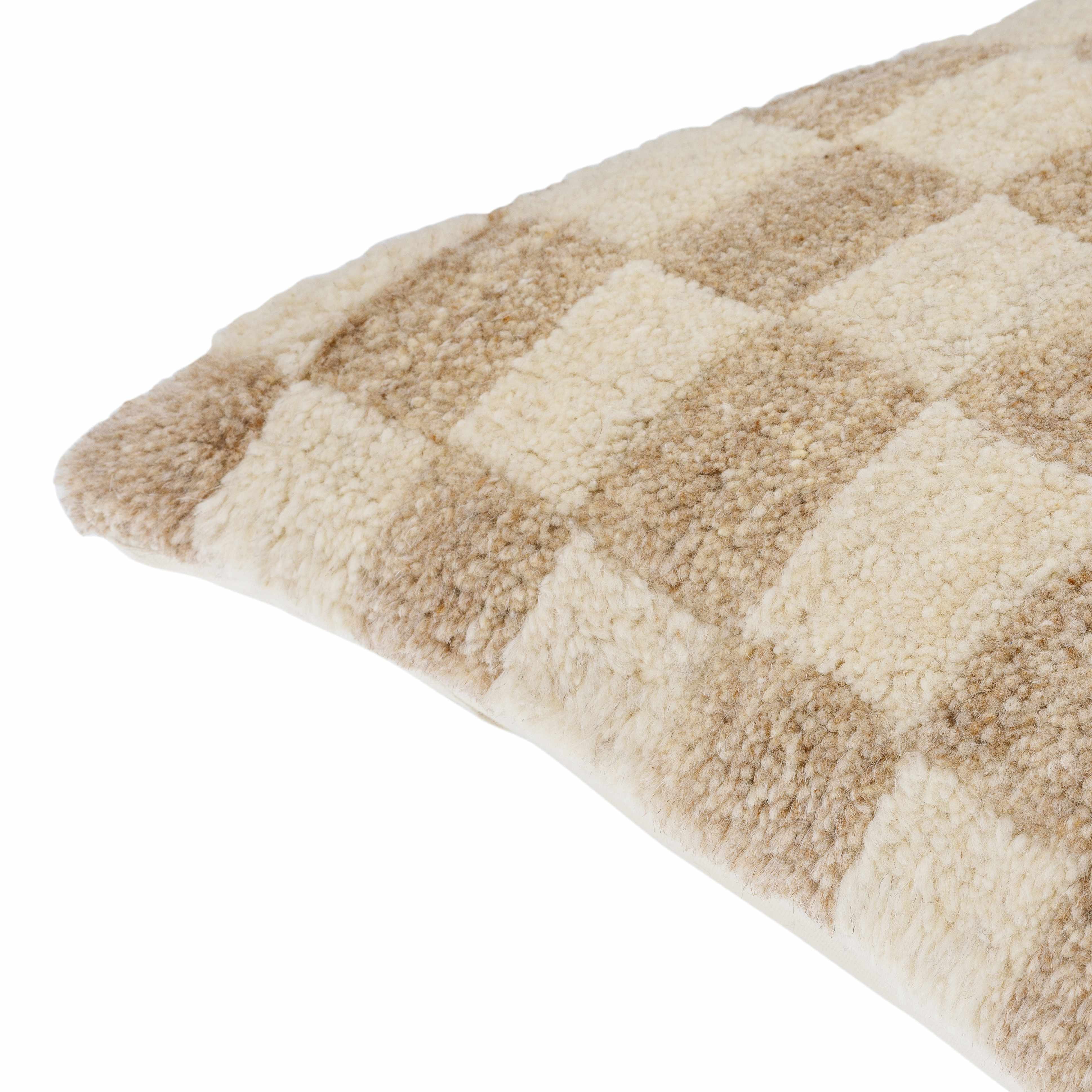 Denver Checkered Ivory Throw Pillow