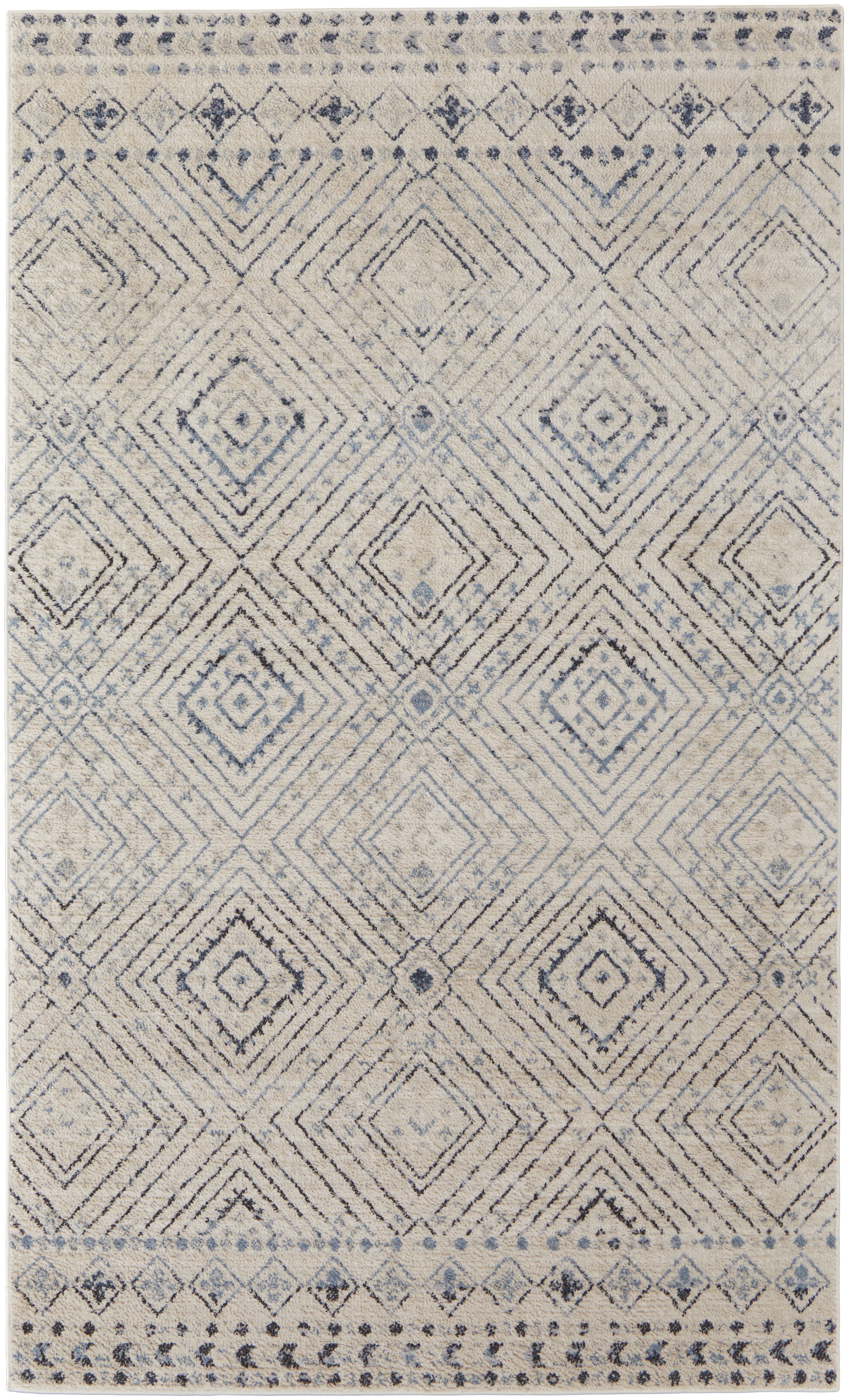 Camellia Transitional Geometric - Ivory/Blue/Gray