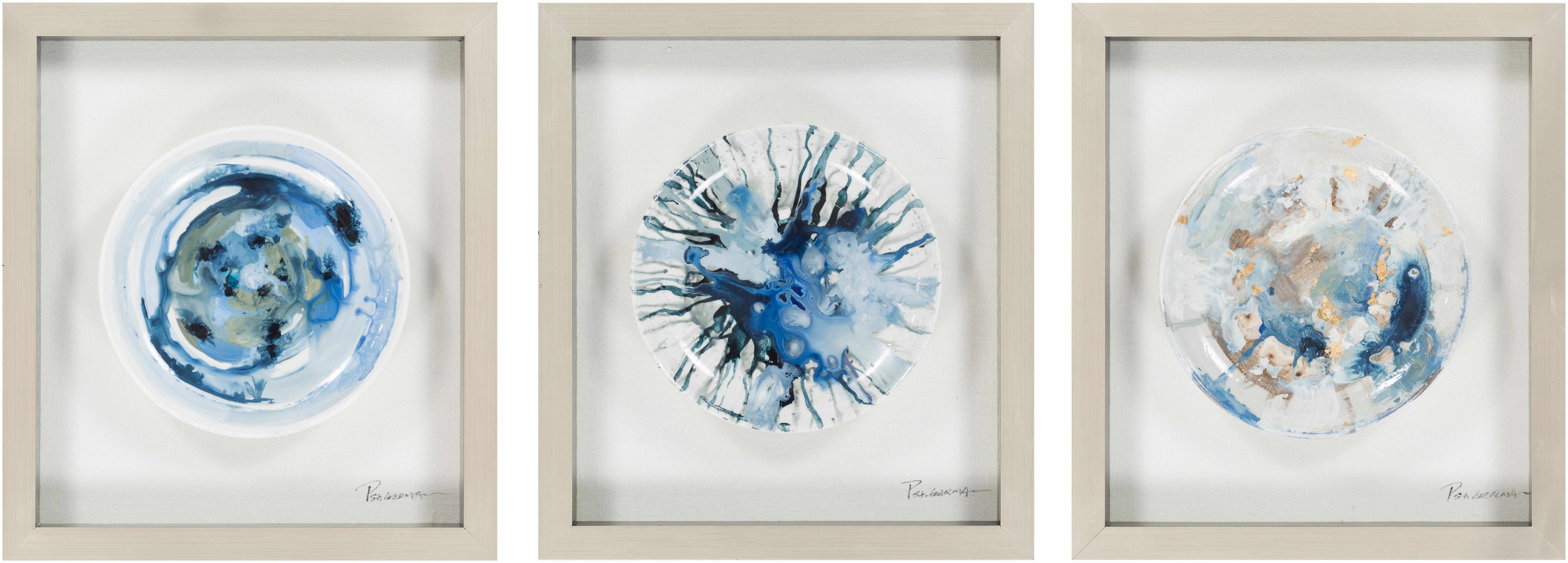 Modernist Blue Ceramic Plate Wall Art Piece