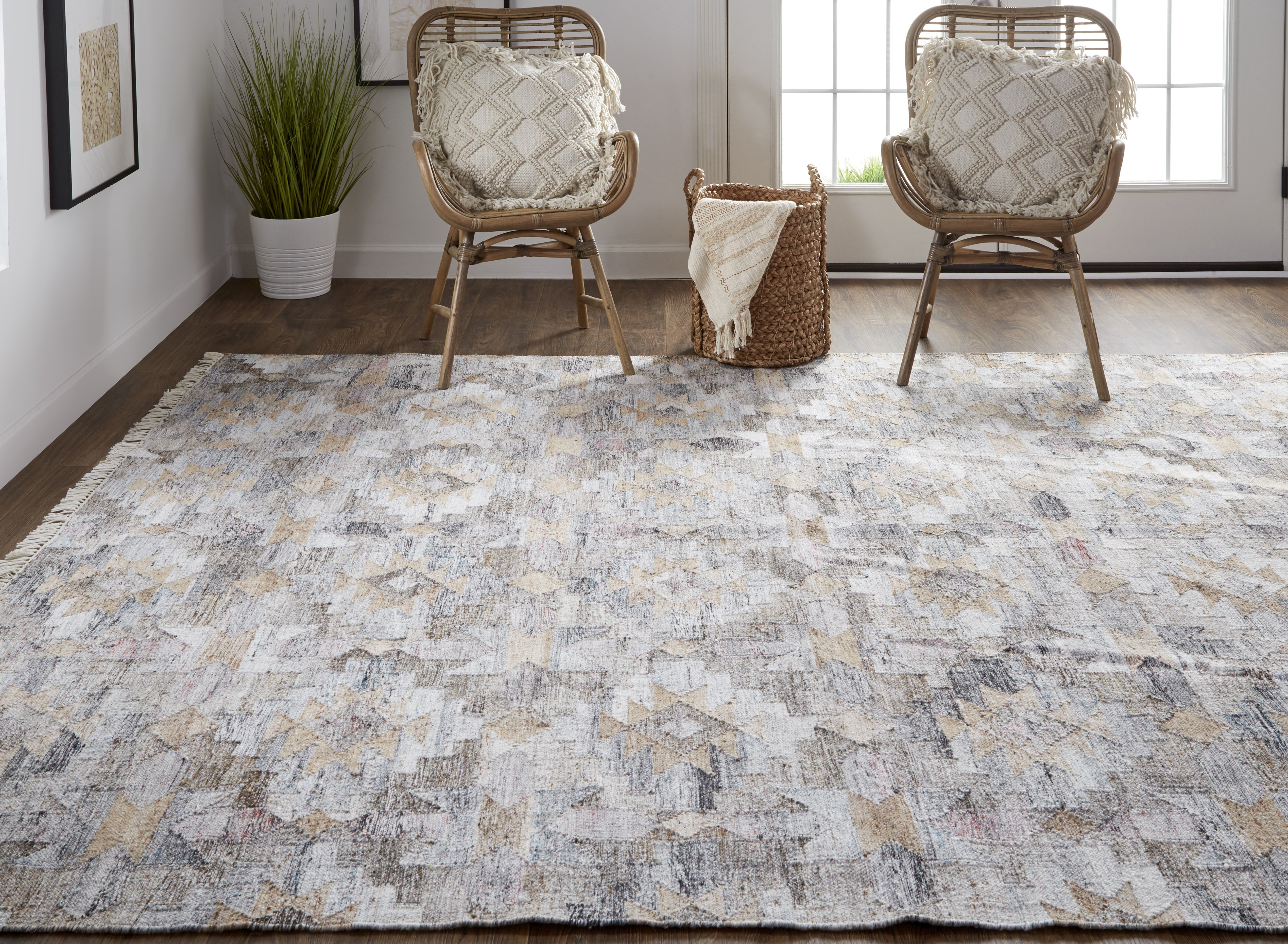 Beckett Transitional Moroccan - Taupe/Gray/Blue Area Rug